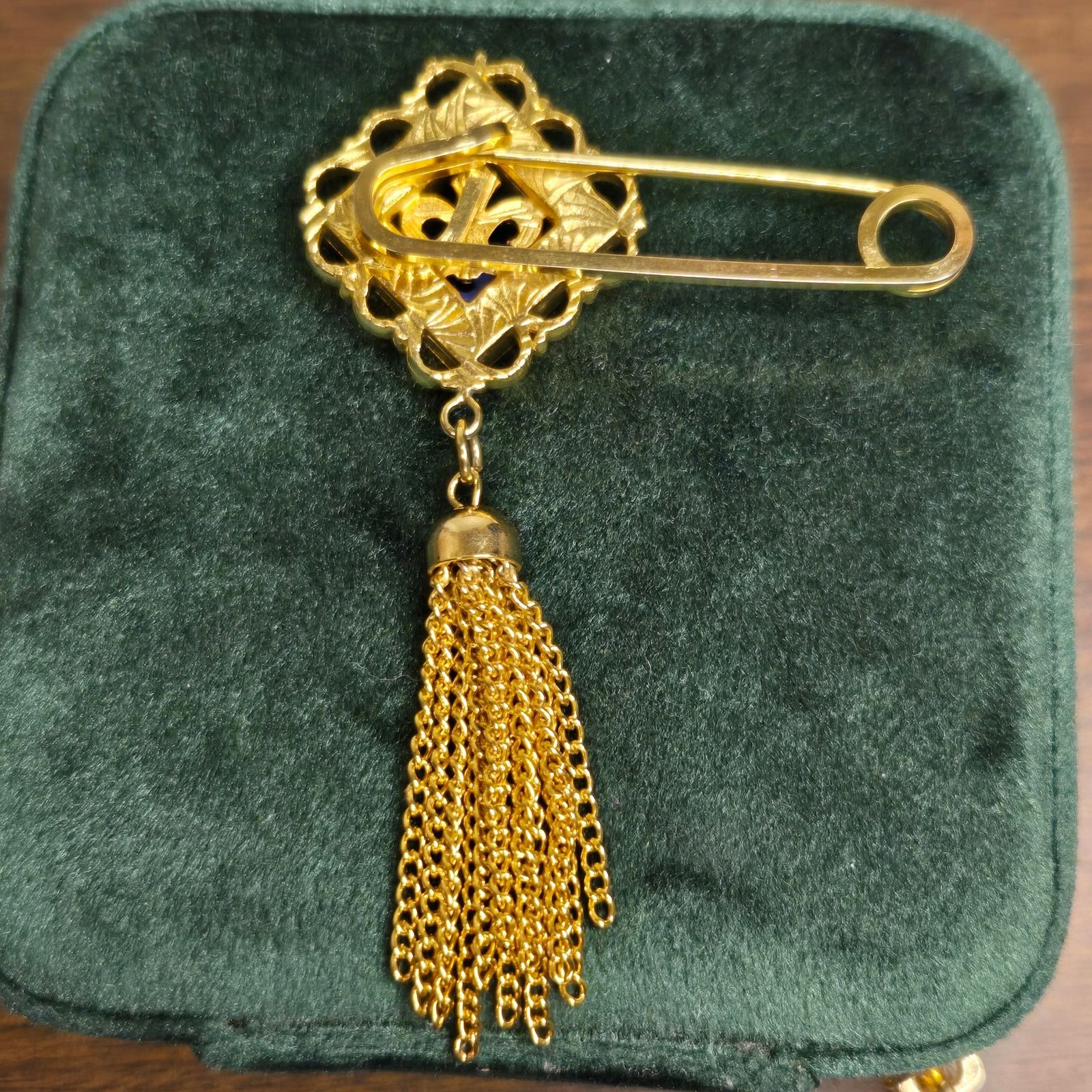 Vintage Vintage Victorian Style Gold Tone Blue Enamel Fleur de Lis Size ONE SIZE - 5 Thumbnail