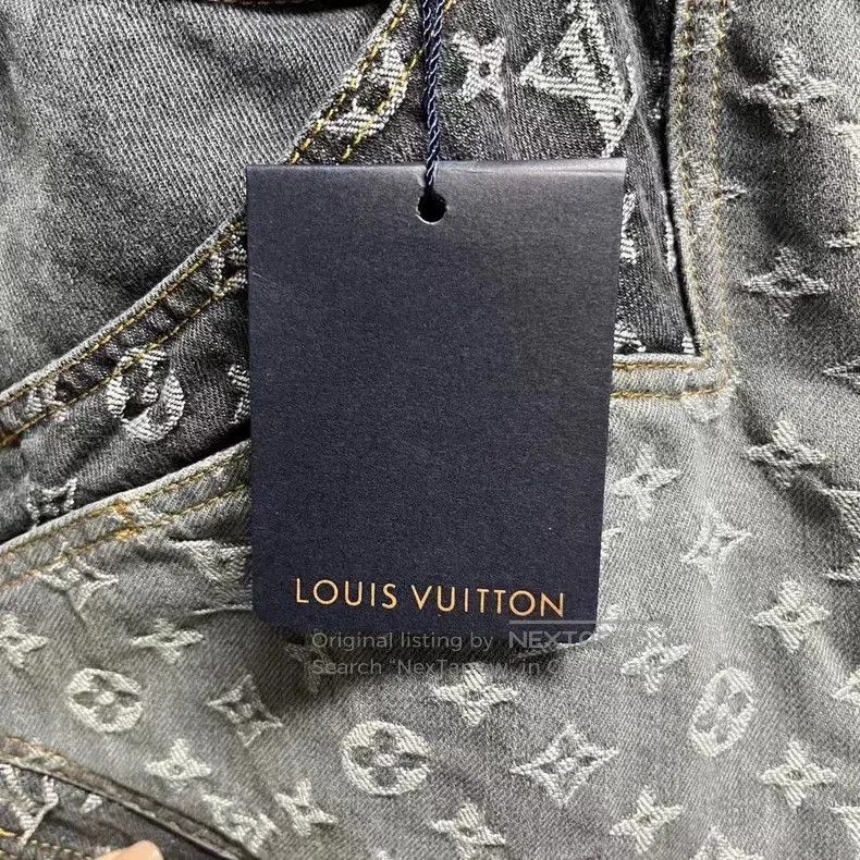 Louis Vuitton louis vuitton black gray irregular full print logo jeans. Size US 30 / EU 46 - 4 Thumbnail