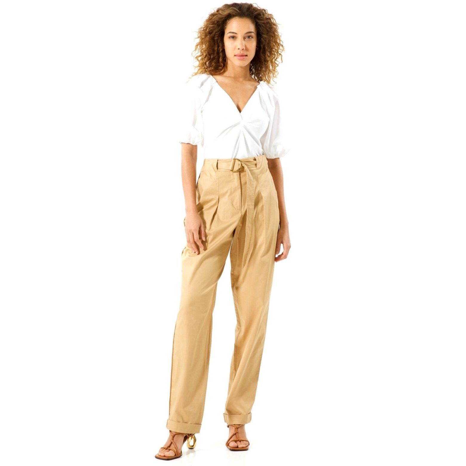Tanya Taylor Tanya Taylor Tyler Pleated Belted Cuffed Pants Tan size 2 Size 26" / US 2 / IT 38 - 2 Thumbnail