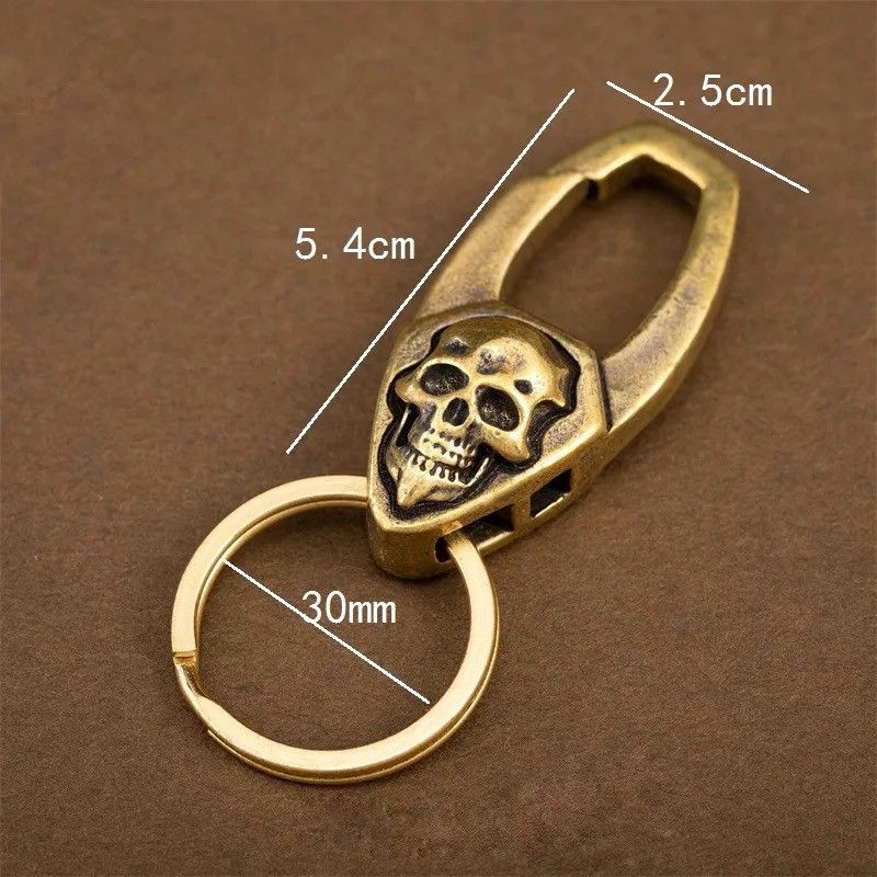 Vintage Retro Copper Skull Head Keychain Size ONE SIZE - 3 Thumbnail