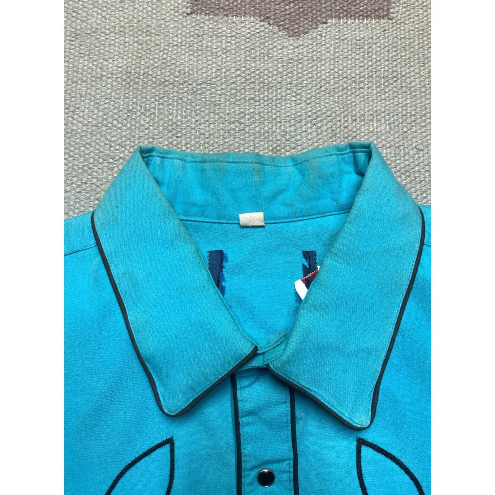 Wrangler VINTAGE Wrangler Pearl snap shirt teal blue fringe tassels western cowboy XL Shirt Mens Long Sleeve Button-Up Size US XL / EU 56 / 4 - 7 Thumbnail