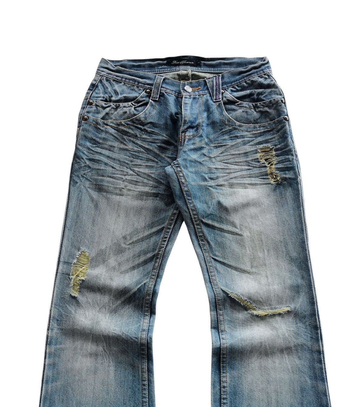 Jean Root Three Flared Distressed Whiskering Clawmark Jeans Size US 28 / EU 44 - 4 Thumbnail