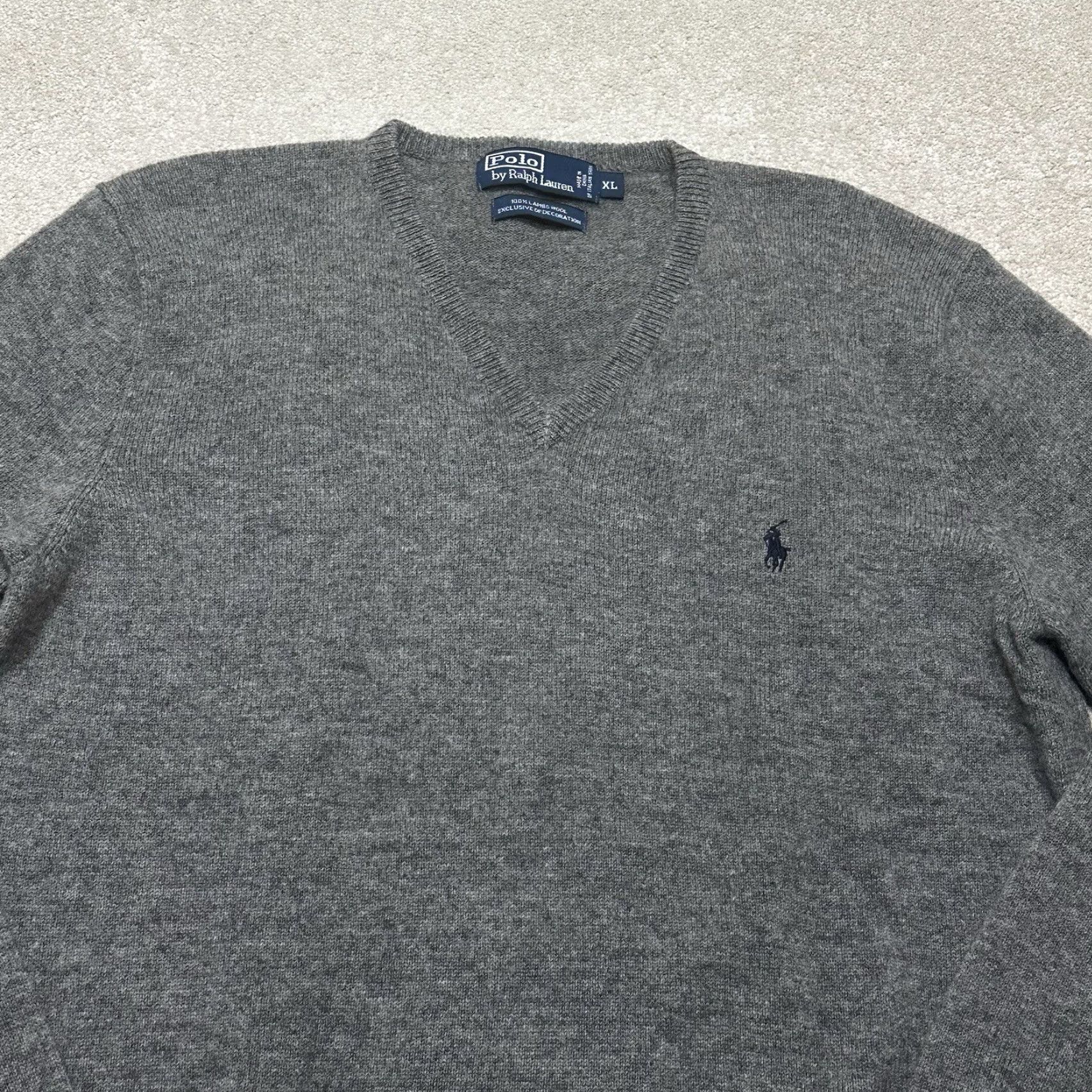 Polo Ralph Lauren Polo Ralph Lauren V Neck Lambs Wool Sweater Men XL GraySweater? Size US XL / EU 56 / 4 - 2 Thumbnail