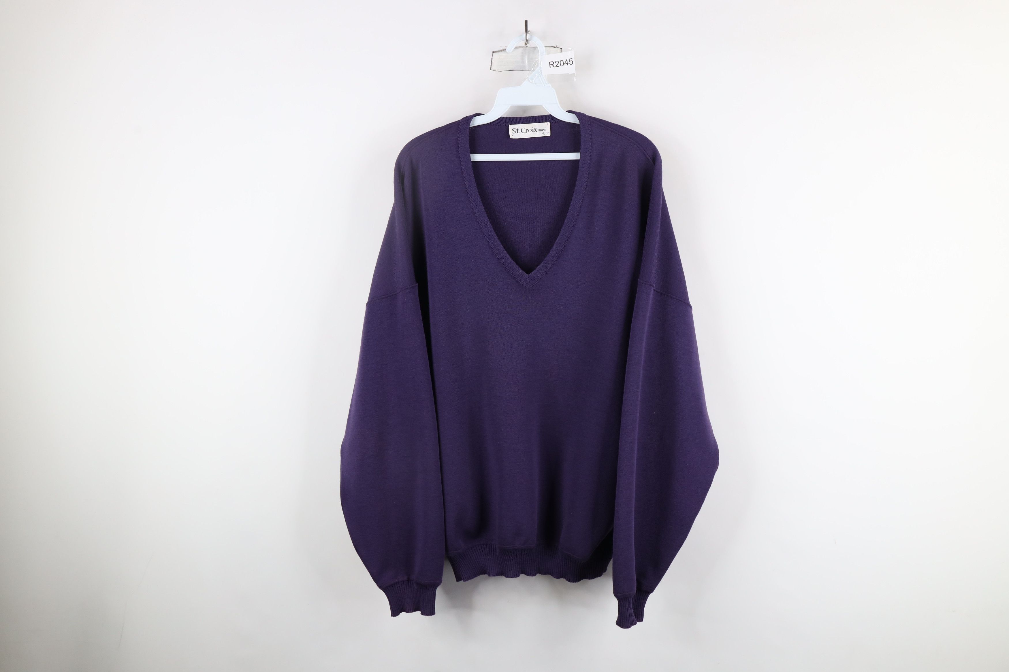 St. Croix × Vintage Vintage 90s St Croix Wool Knit V-Neck Sweater Purple USA Size US L / EU 52-54 / 3 - 1 Thumbnail
