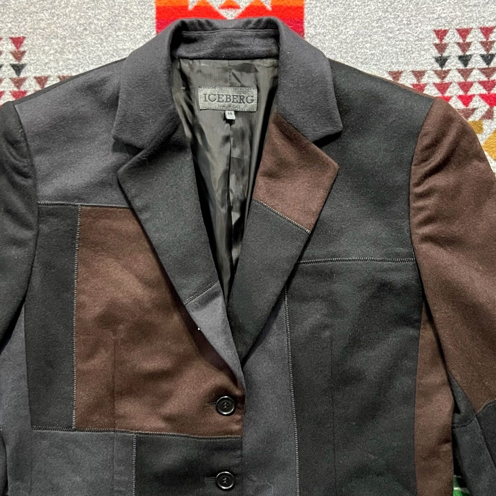Vintage Iceberg Patchwork Blazer Womens 46 Cashmere Italy Designer Jacket A4 Size L / US 10 / IT 46 - 7 Thumbnail