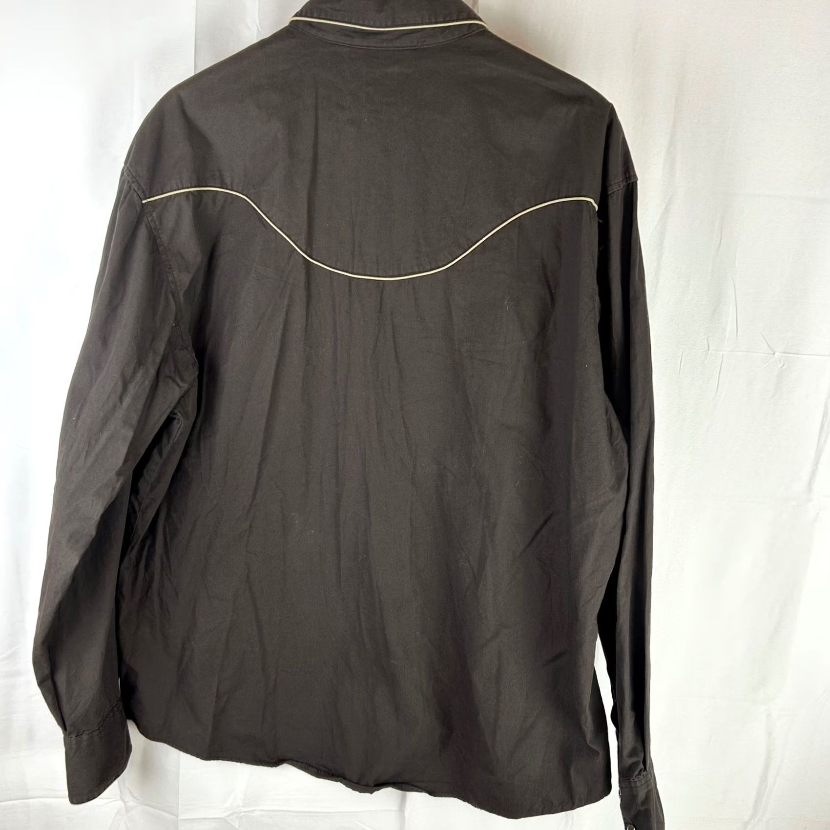 Roper Roper Western Snap Shirt Mens 2XL Brown Long Sleeve Contrast Piping Cotton Shirt Size US XXL / EU 58 / 5 - 7 Thumbnail