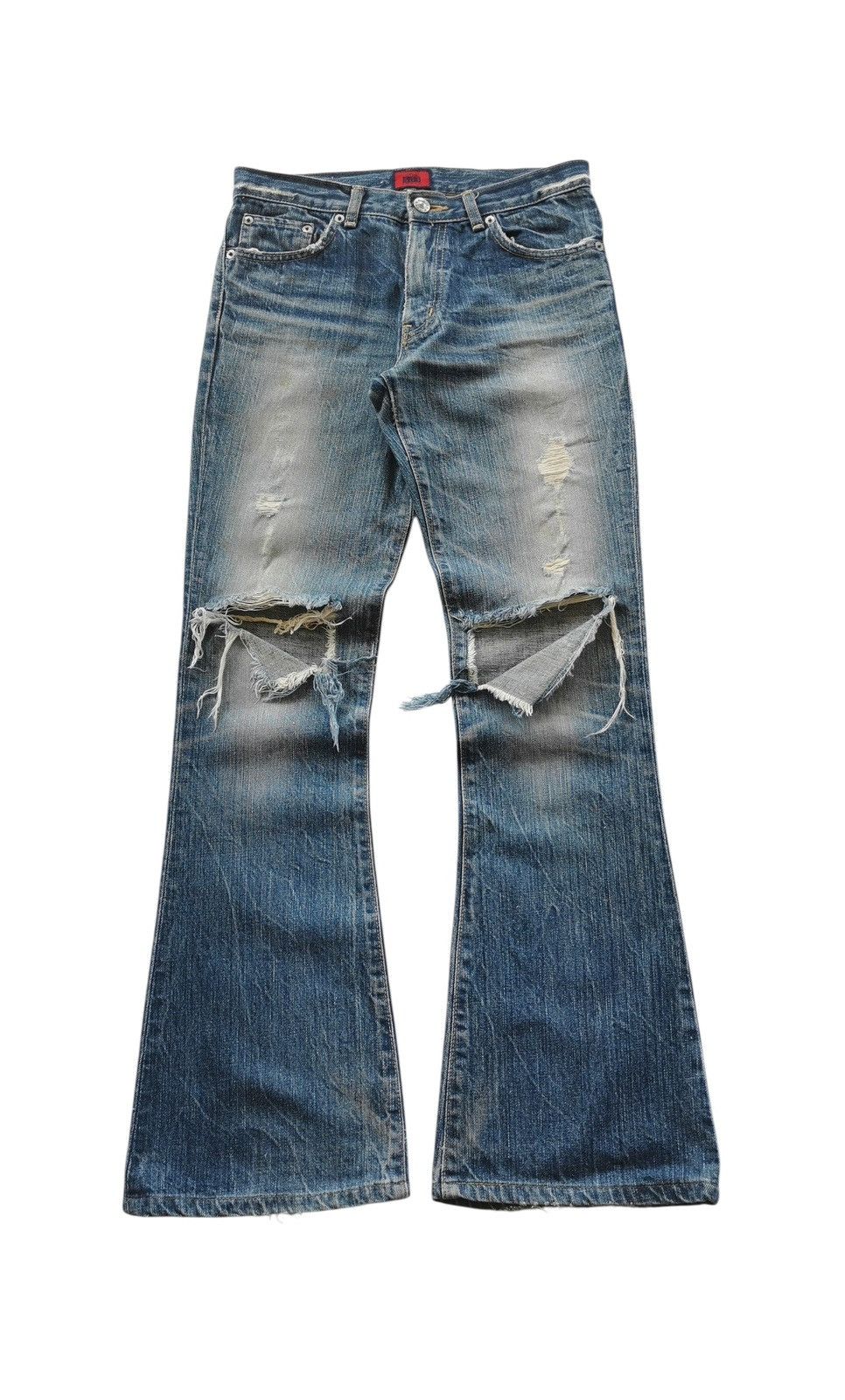 Tornado Mart Thrashed Miss Edwin Flare Denim Jeans Size 28" / US 6 / IT 42 - 1 Thumbnail