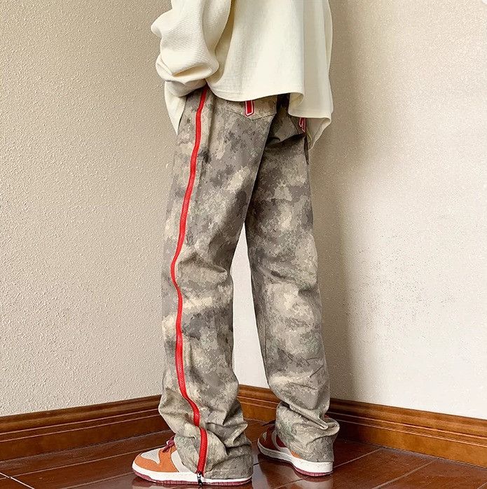 Designer × Japanese Brand × Vintage Vintage Punk Zippers Red Stripe Abstract Washed Pants Rave Size US 31 - 3 Thumbnail