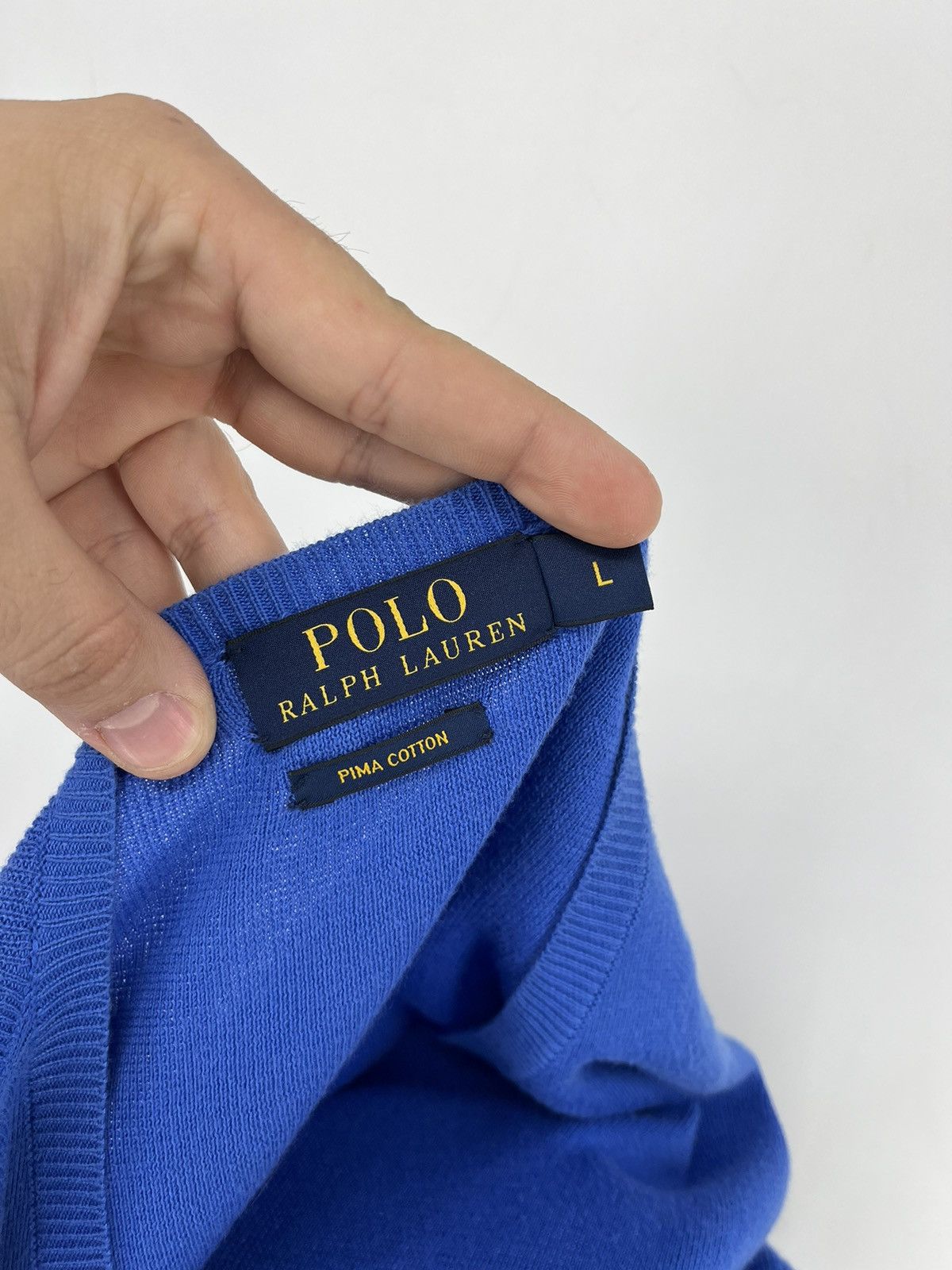 Polo Ralph Lauren × Ralph Lauren × Vintage Vintage Polo Ralph Lauren V-Neck Sweater 90s Navy Size US L / EU 52-54 / 3 - 9 Thumbnail