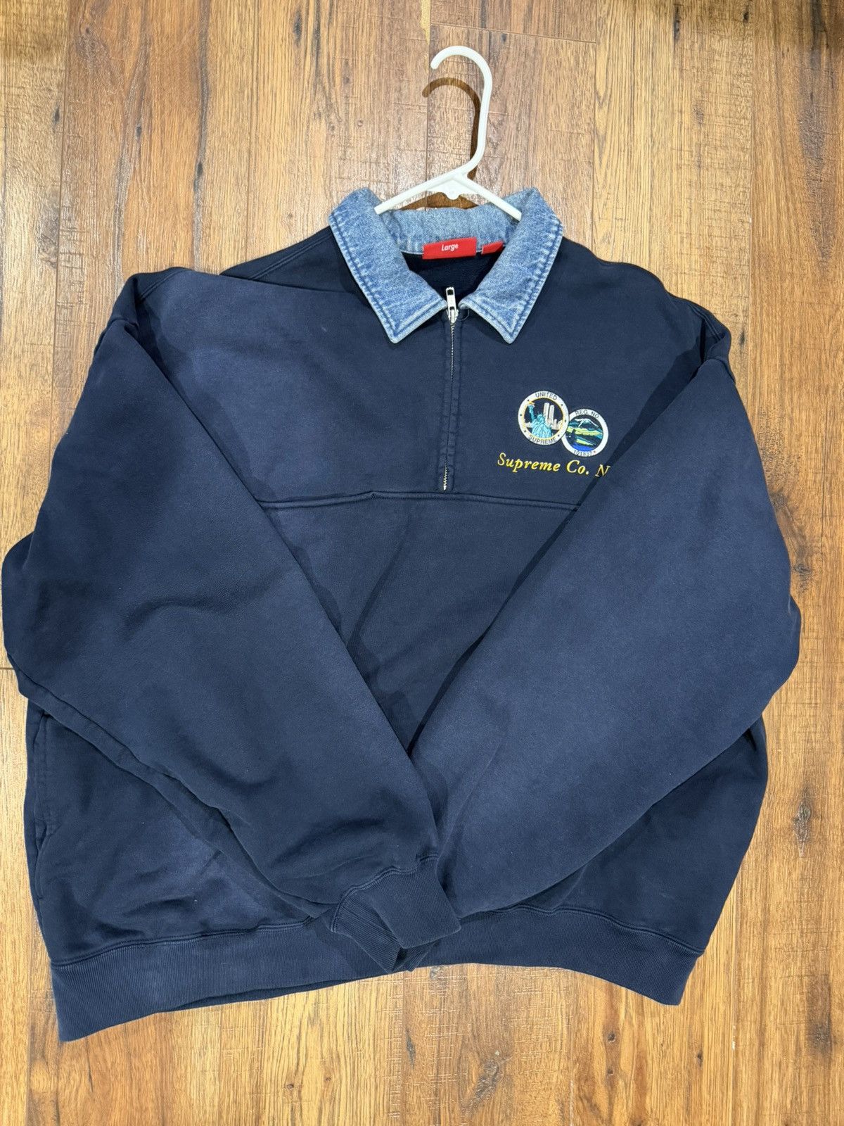 Supreme denim collar half zip