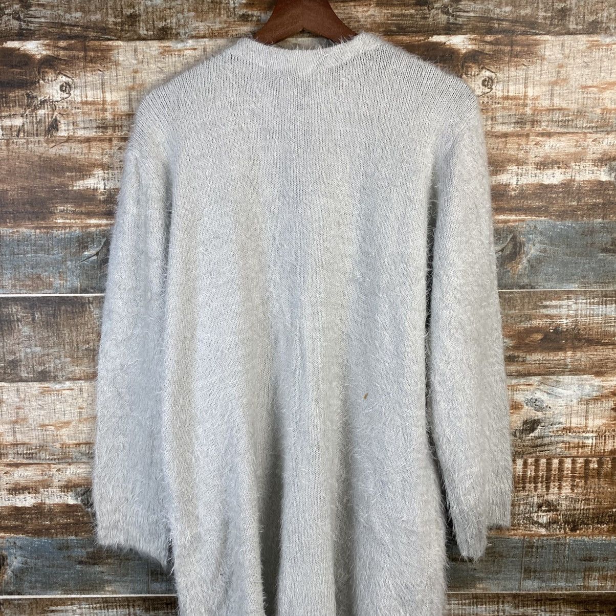 Homespun Knitwear DL Khalita Gray Cardigan Fur shaggy Knitwear #C1095 Size XL / US 12-14 / IT 48-50 - 13 Thumbnail