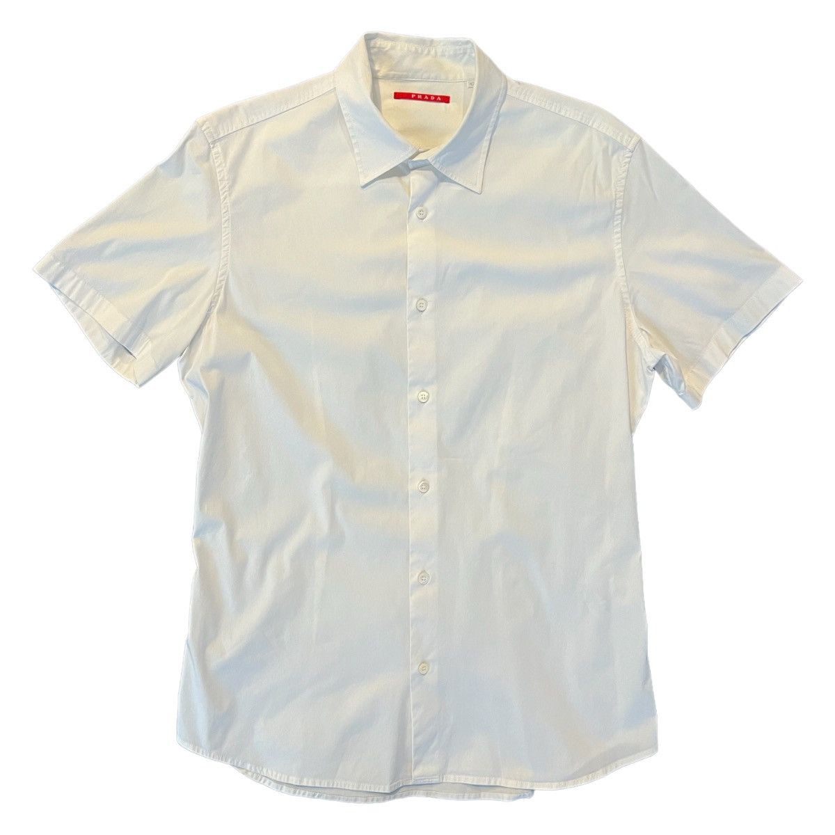 Prada 2000s PRADA RED LABEL WHITE COLLARED SHORT SLEEVE BUTTON UP Size M / US 6-8 / IT 42-44 - 1 Thumbnail