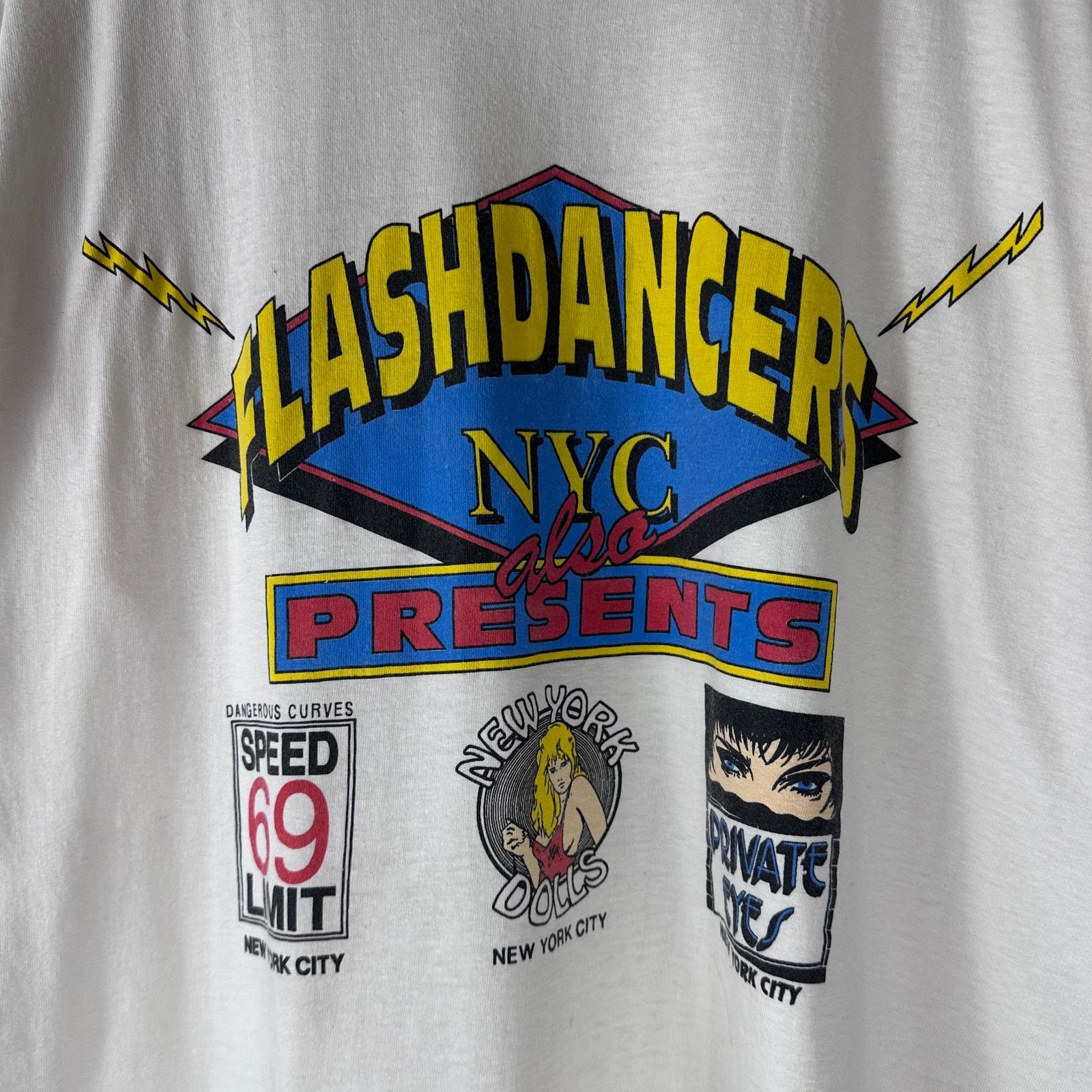 Vintage Flashdancers New York 80s White Graphic Tee Size US XL / EU 56 / 4 - 2 Thumbnail