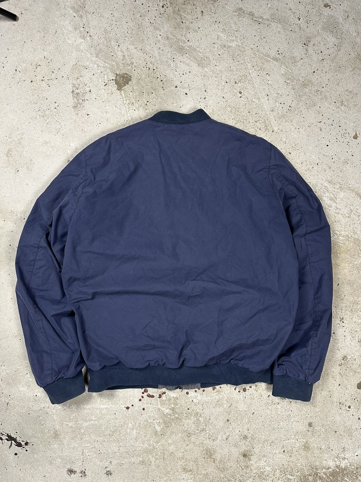 Lacoste × Vintage Vintage 90s Lacoste Reversible Bomber Jacket Navy Check Size US L / EU 52-54 / 3 - 4 Thumbnail