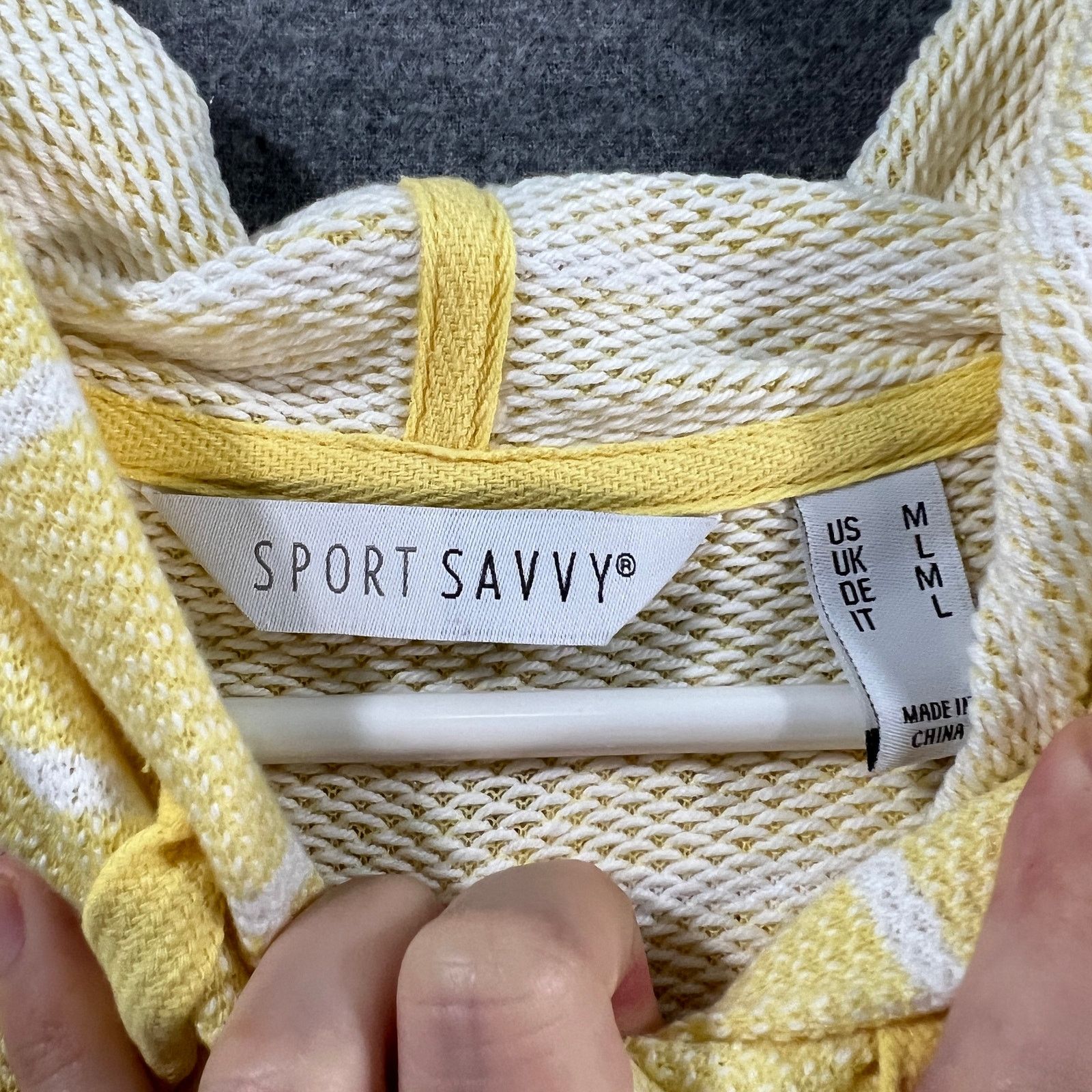 Other Sport Savvy Textured French Terry 3/4 Sleeve Hooded Size M / US 6-8 / IT 42-44 - 3 Thumbnail