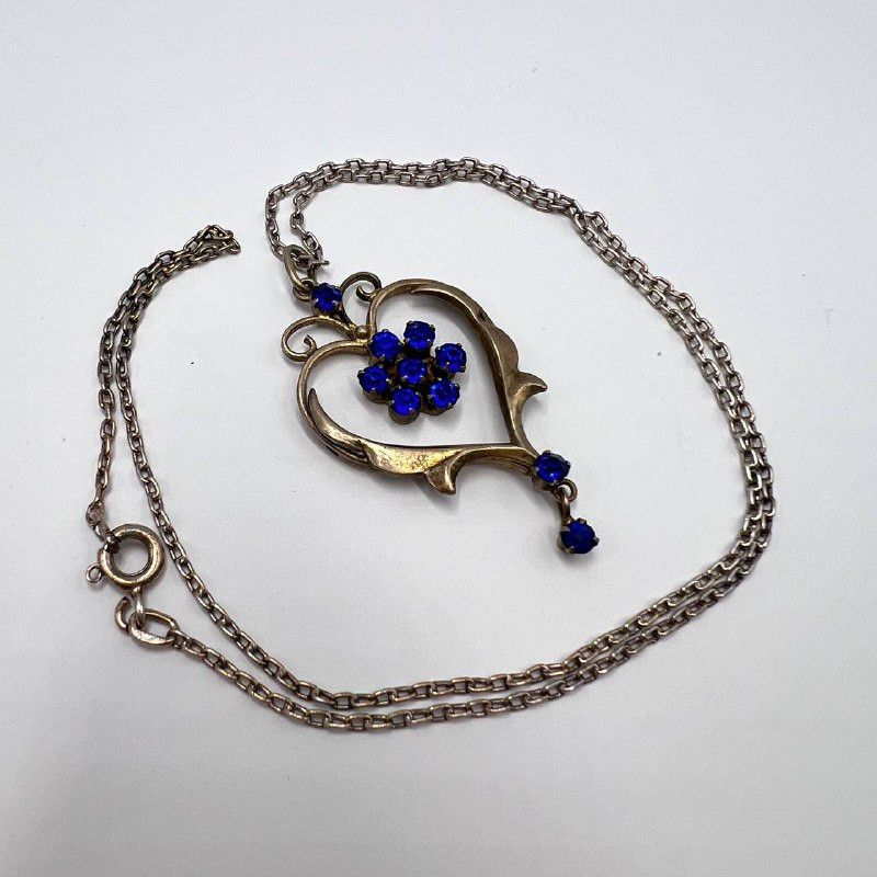 Vintage Vintage USSR Jewelry Gilt Silver 875 Heart Necklace 6.8g Size ONE SIZE - 3 Thumbnail