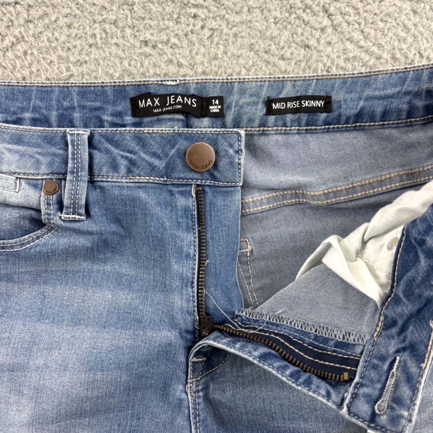Denime Max Jeans Womens 14 Blue Mid Rise Skinny Denim Floral Embroidered Outdoor NWT Size 36" / US 14 / IT 50 - 4 Thumbnail