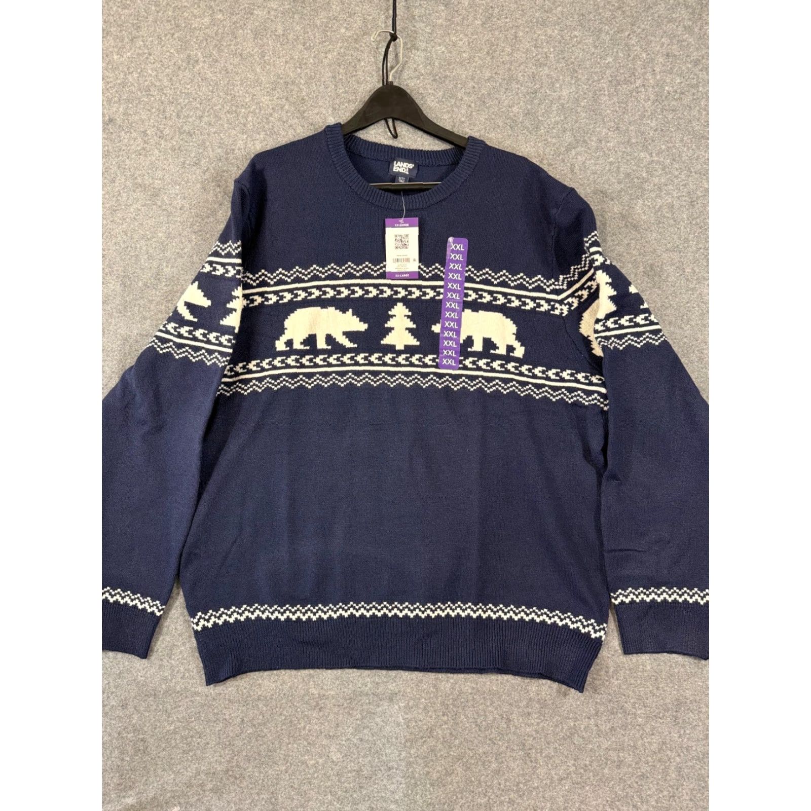 Lands' End Lands' End Sweater Mens 2XL Blue Fair Isle Stretch Polar Bear Pullover NWT Size US XXL / EU 58 / 5 - 3 Thumbnail