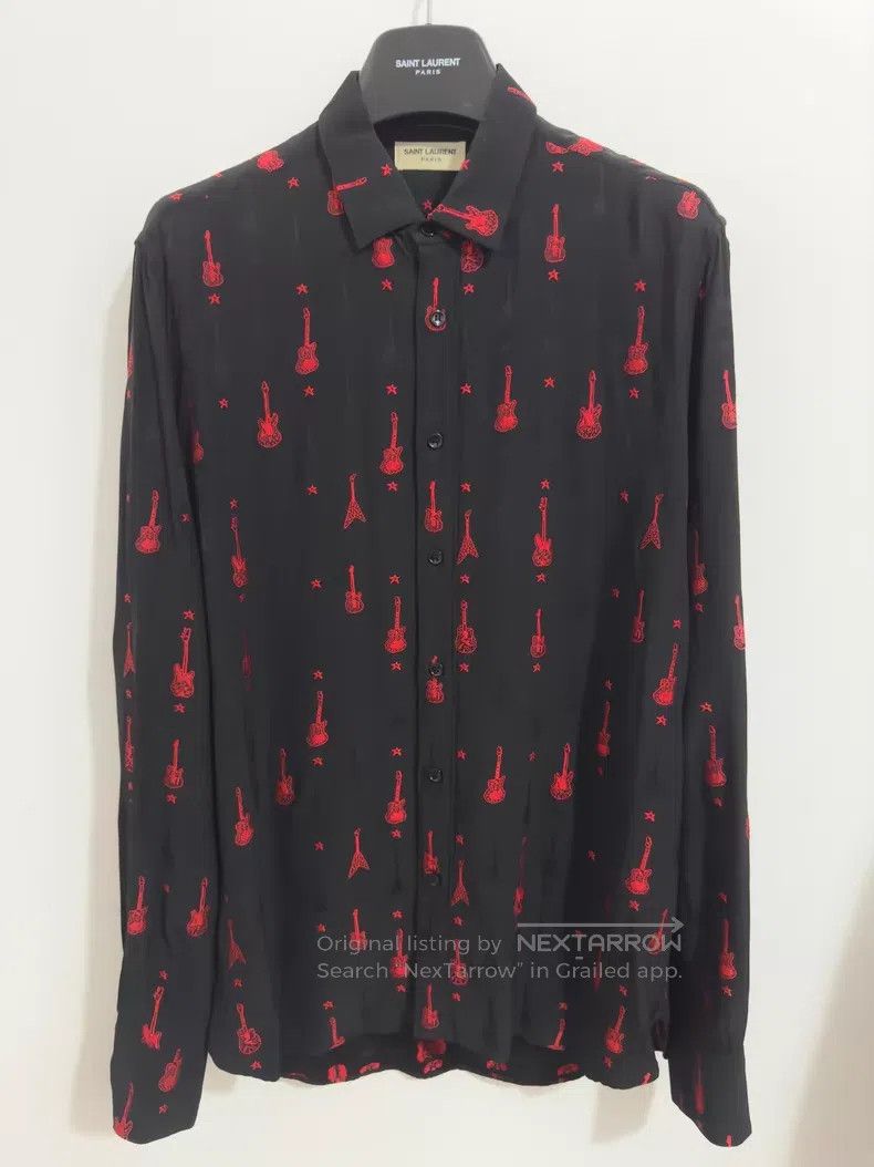 Saint Laurent Paris Saint Laurent Paris Size 41 Mulberry Silk Black and Red St Size US M / EU 48-50 / 2 - 1 Thumbnail