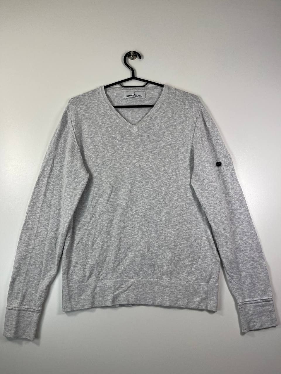 Stone Island Stone Island Sweater Light Grey V-Neck Knit Pullover Size S Size US S / EU 44-46 / 1 - 1 Thumbnail