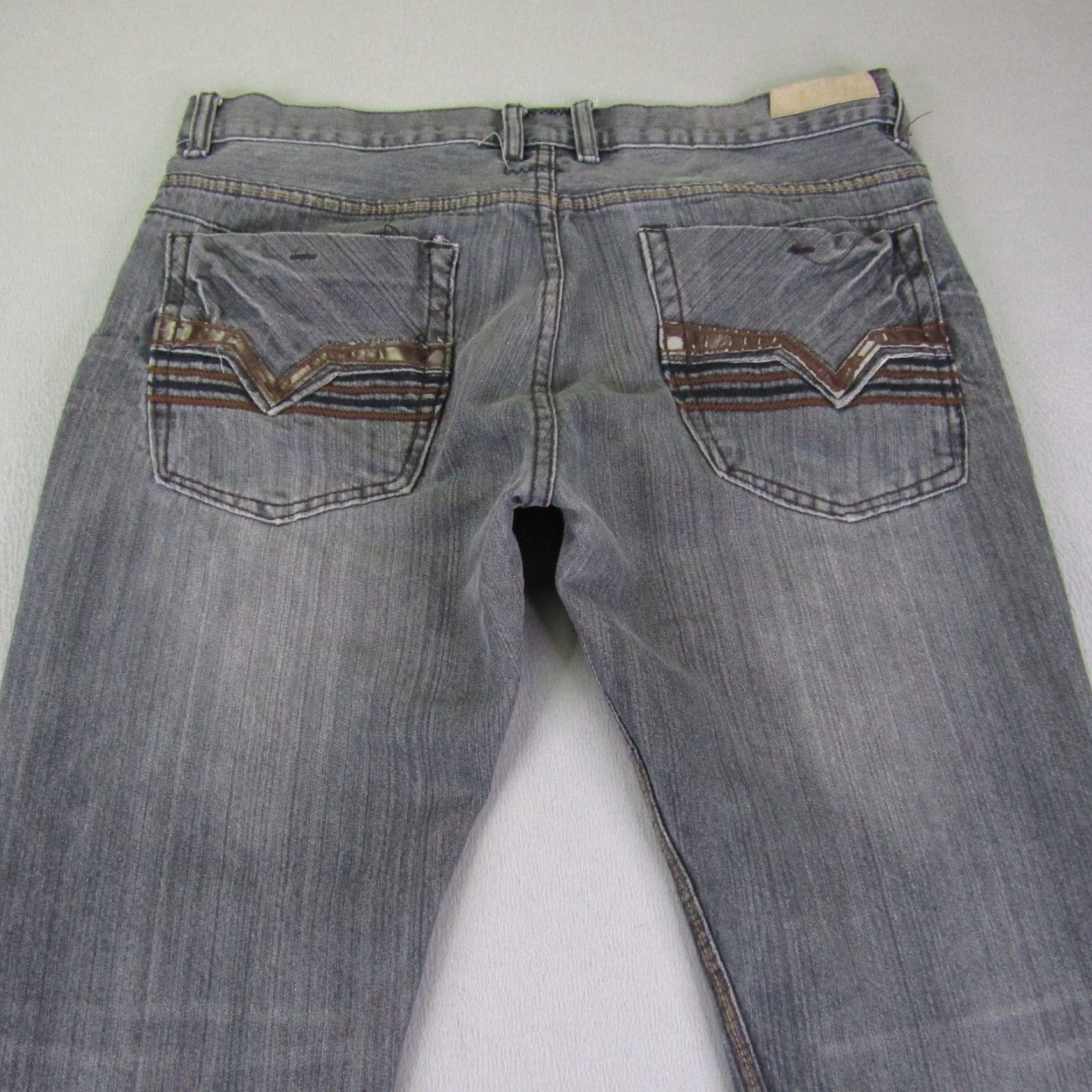 Denime FUSAI Jeans Mens 36x32 Gray Denim Straight Leg Regular Fit Pants Size US 35 - 5 Thumbnail