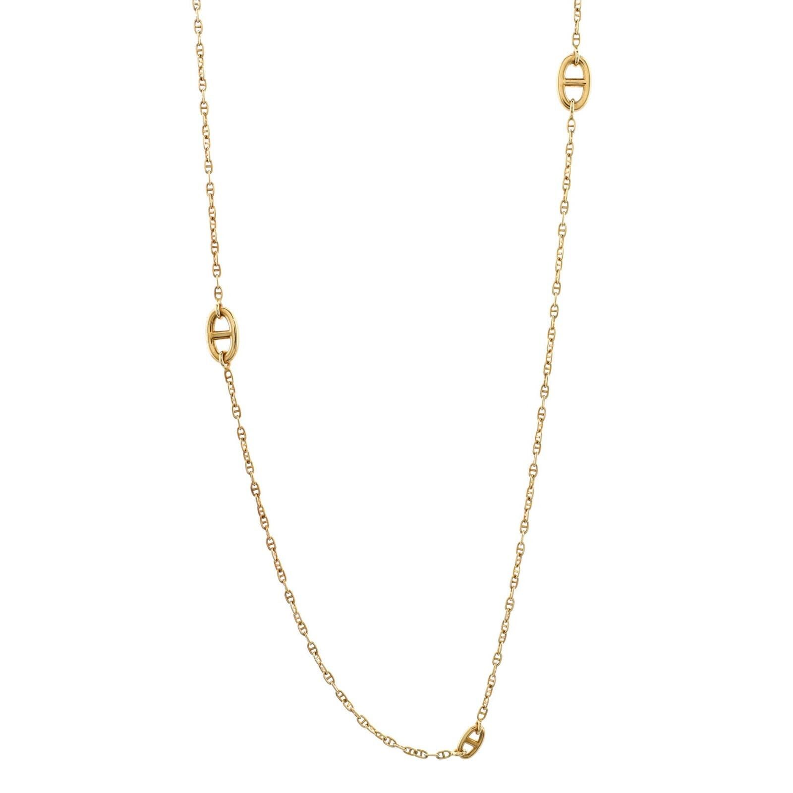 image of Hermes Farandole Chaine D'ancre Chain Link Long Necklace 18K in Yellow Gold, Women's
