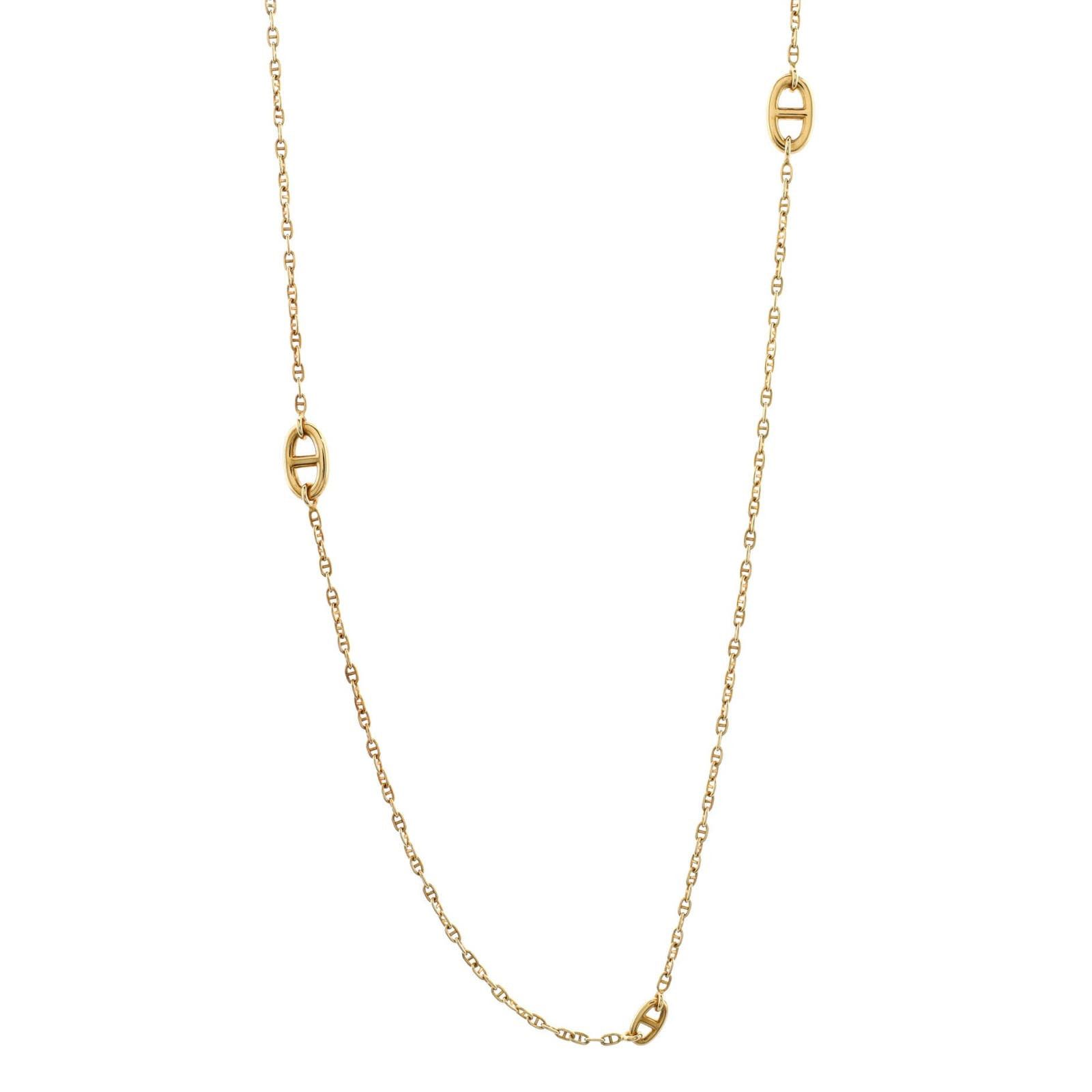 image of Hermes Farandole Chaine D'ancre Chain Link Long Necklace 18K in Yellow Gold, Women's