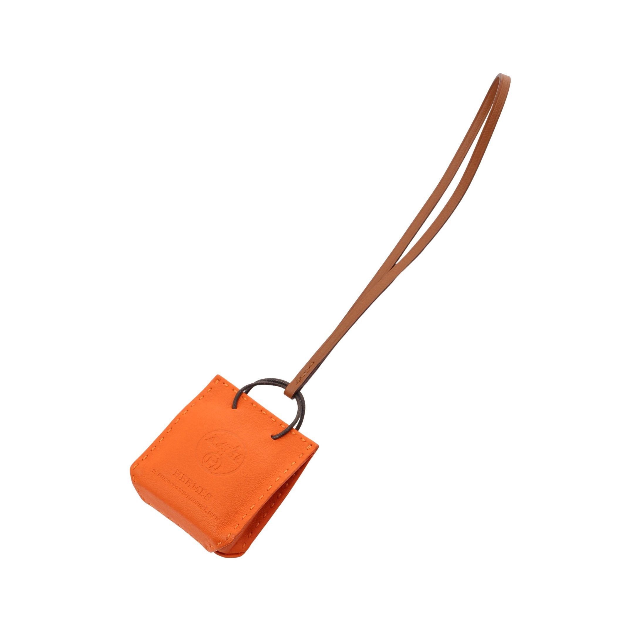 image of Hermes Sack Orange Bag Charm Aagneau Veau Swift Orange D Stamp, Women's