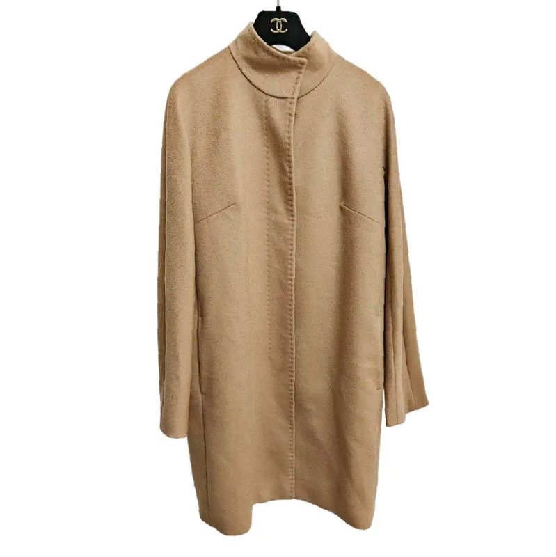 Max Mara MaxMara Beige Wool Mid-Length Coat for Women 0089 Size S / US 4 / IT 40 - 1 Thumbnail