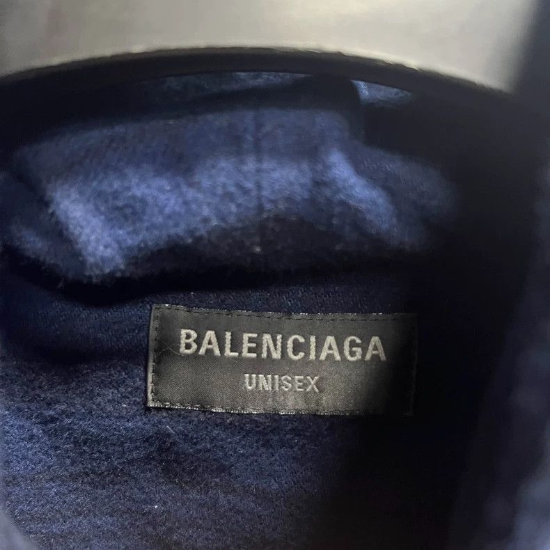 Balenciaga Blue Plaid Detail Hooded Long Sleeve Shirt-2506 Size US M / EU 48-50 / 2 - 3 Thumbnail