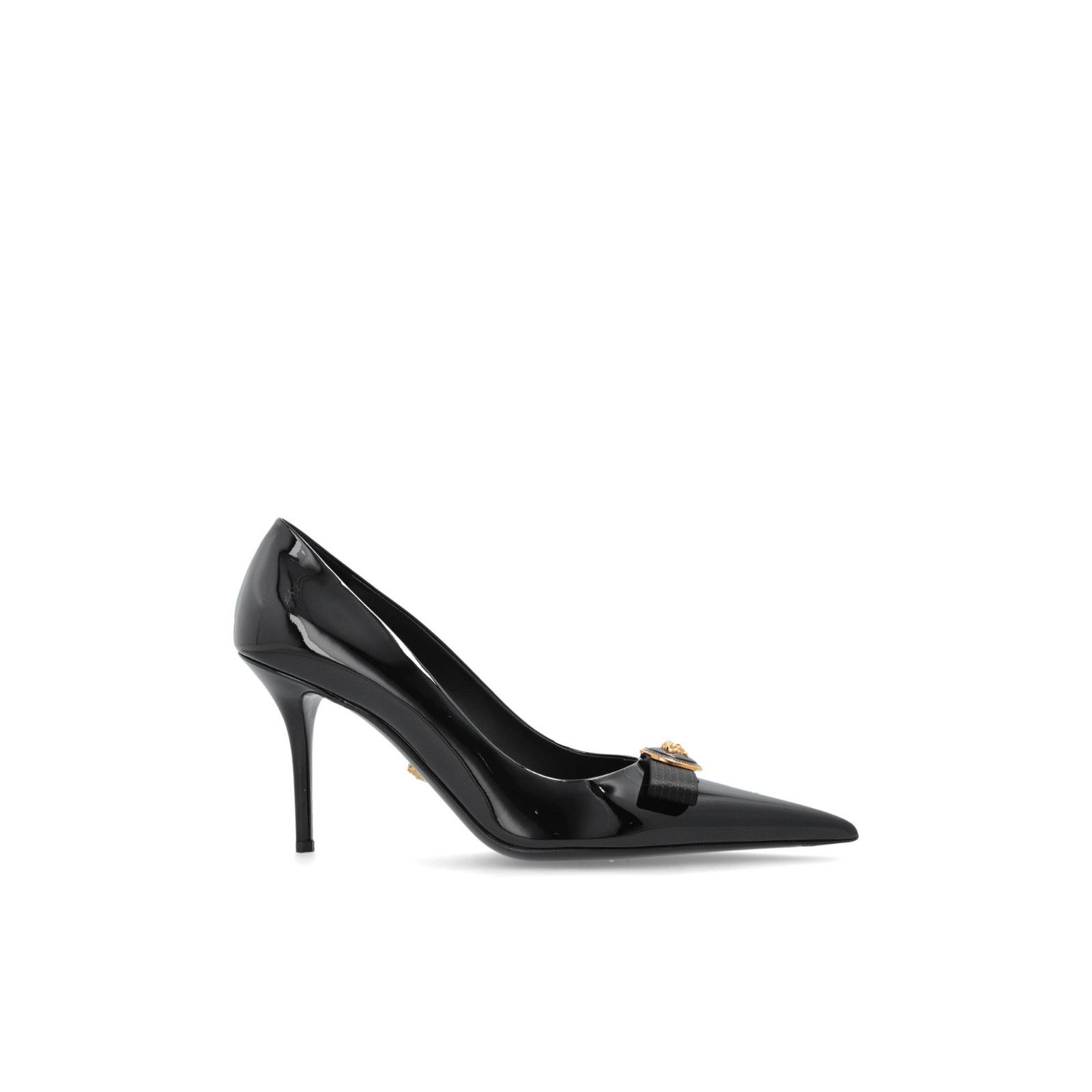 VERSACE Medusa Head Black Leather Heels New & Authentic (Siz