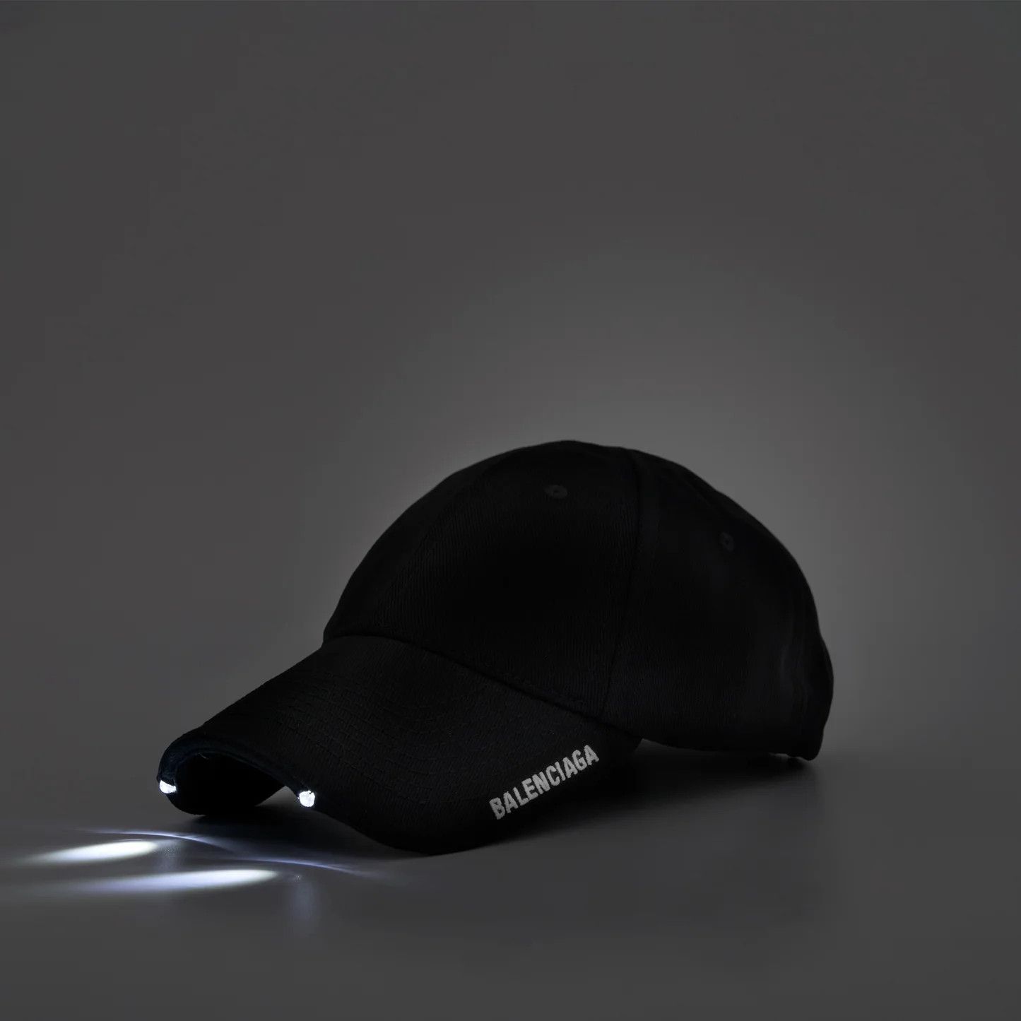 image of Balenciaga Led Light Baseball Cap Hat In Black, Men's