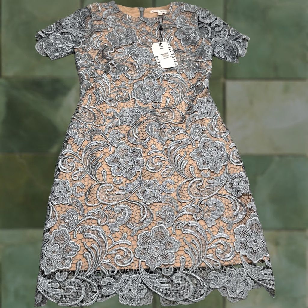 Dress the Population Dress The Population Clara Short Sleeve Crochet Lace Dress XXS Blue NWT Shirt? Size 24" / US 00 / IT 34 - 1 Thumbnail