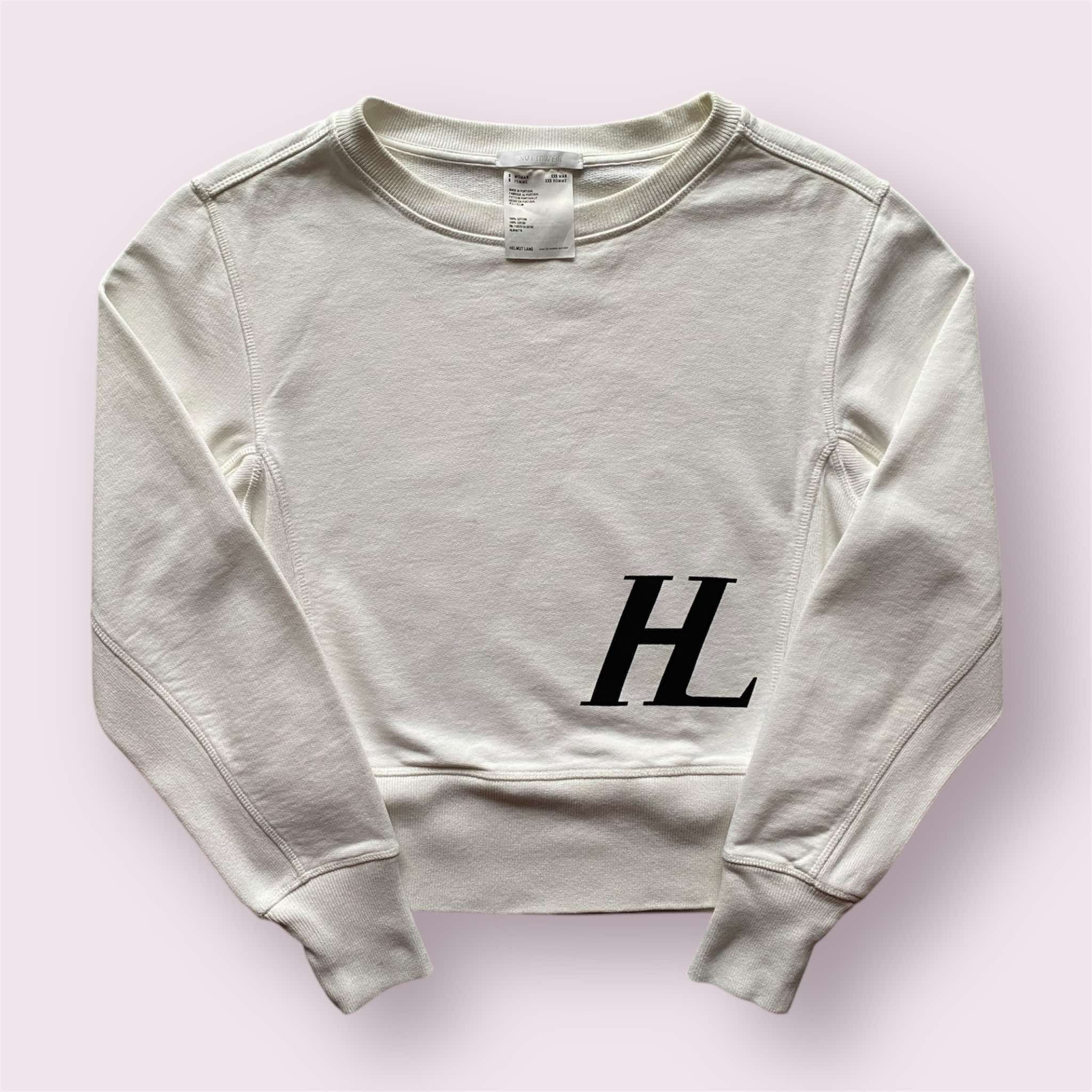 Helmut Lang Femme Monogram Crewneck Logo White Sweatshirt HL