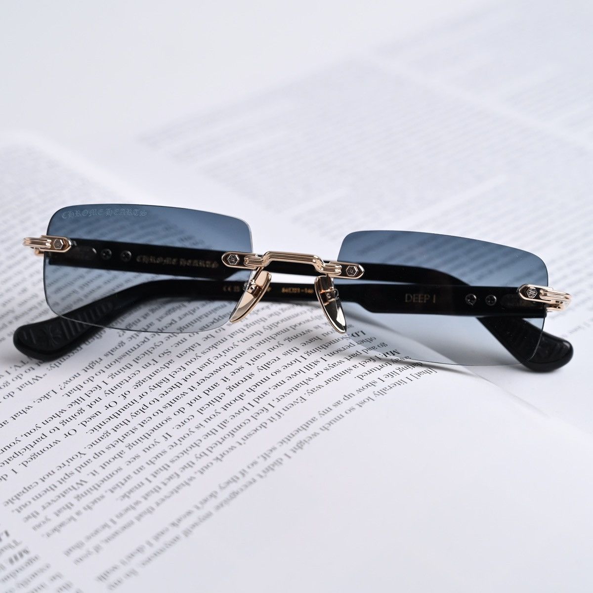 Chrome Hearts CHROME HEARTS DEEP I GOLD PLATED-BLACK-PLASTIC-SUN SUNGLASSES Size ONE SIZE - 9 Thumbnail