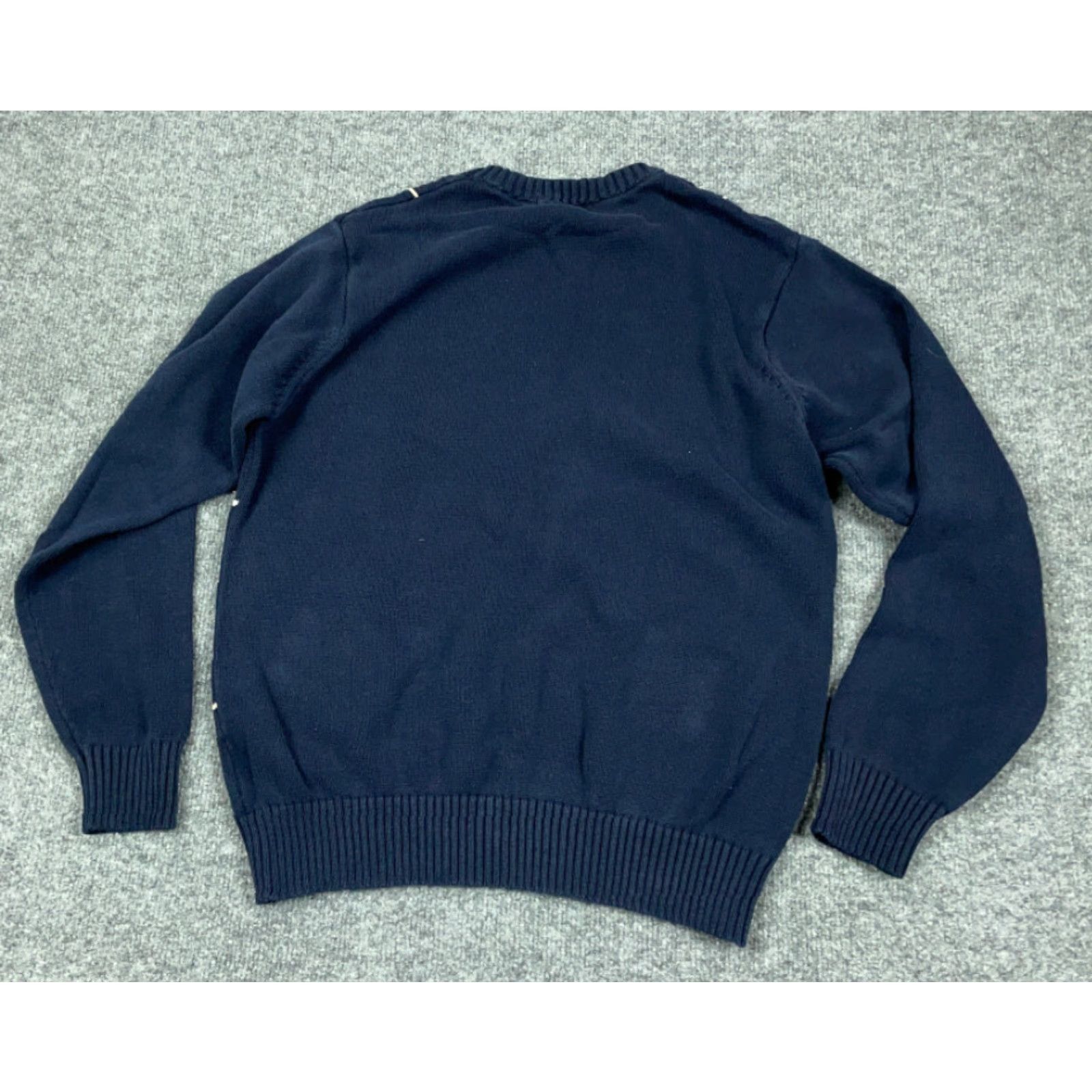 Basic Editions Dad Style Blue Textured Grid Check Pullover Sweater Adult Medium Knit Crew Neck Mens Casual Size US M / EU 48-50 / 2 - 2 Thumbnail