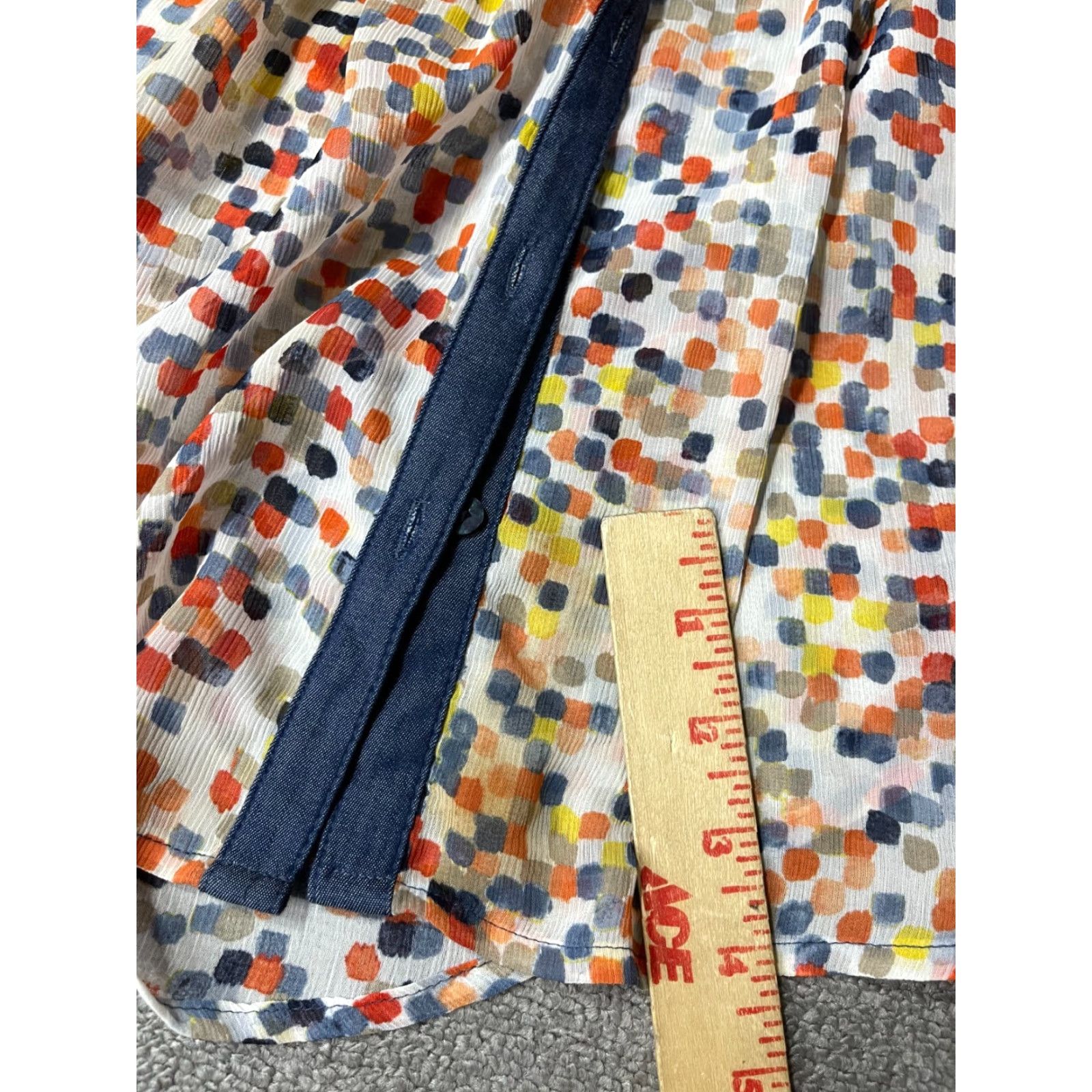 Liz Claiborne Liz Claiborne Top Womens Petite Medium Colorful Button Up Long Sleeve Size M / US 6-8 / IT 42-44 - 5 Thumbnail