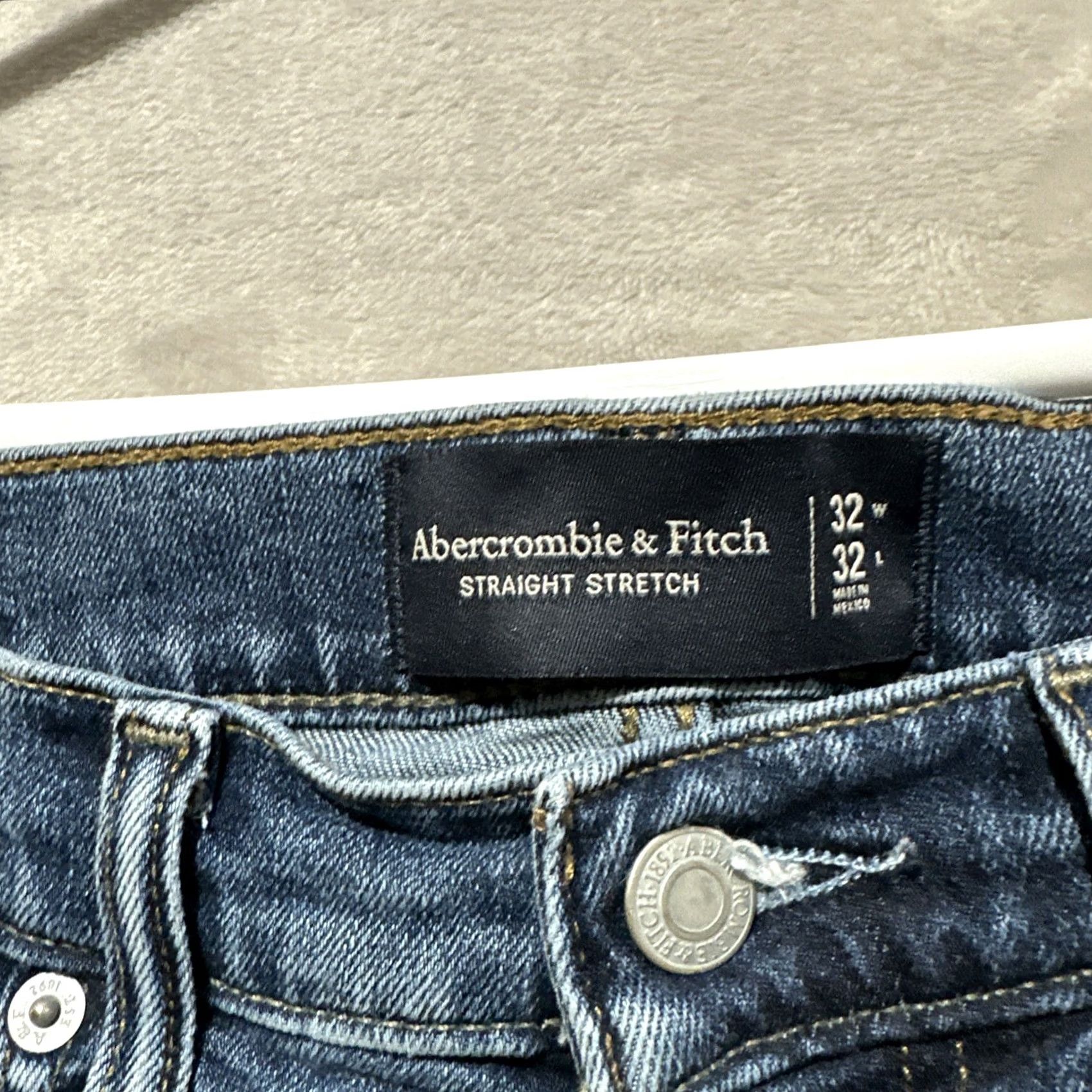 Abercrombie & Fitch Abercrombie & Fitch Jeans Men 32 Mid Rise Straight Stretch 5-Pocket Logo Denim Blue Size US 32 / EU 48 - 3 Thumbnail