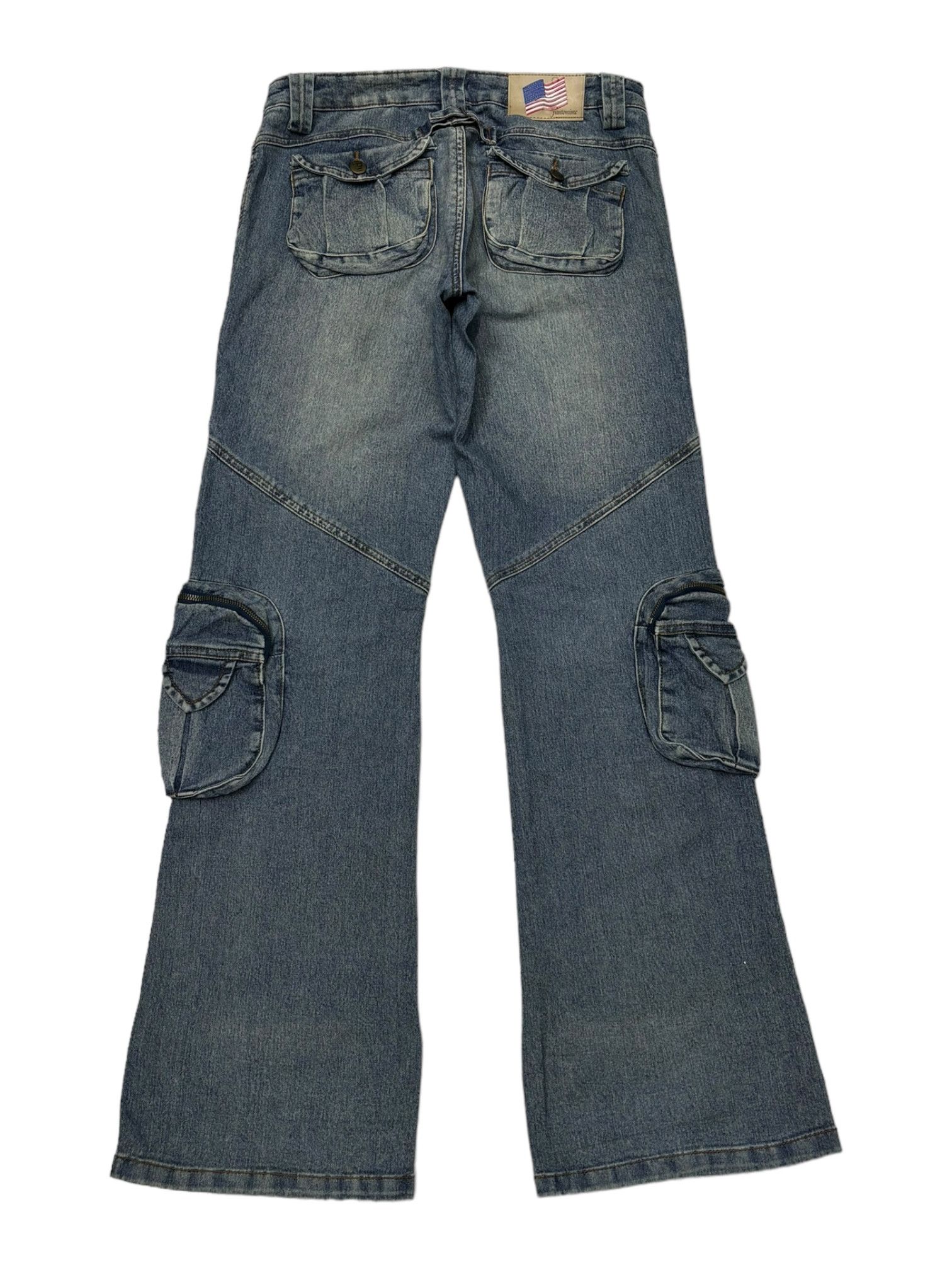 If Six Was Nine 🔥14TH ADDICTION INSPIRE BONDAGE 3D POCKET FLARE CARGO JEANS Size US 31 - 6 Thumbnail