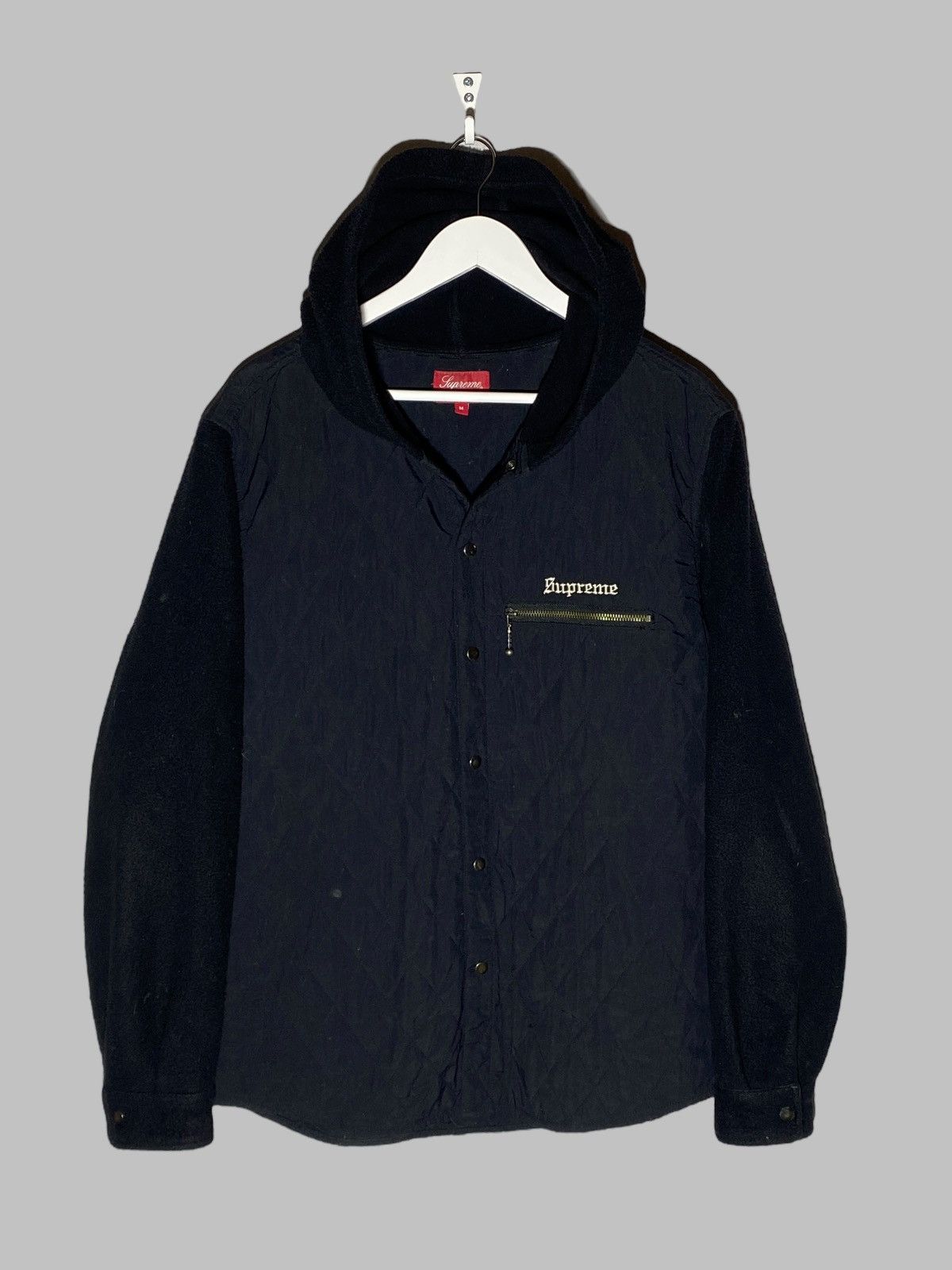 Supreme Supreme Hooded Fleece Nylon Shirt Jacket Black Size US M / EU 48-50 / 2 - 4 Thumbnail