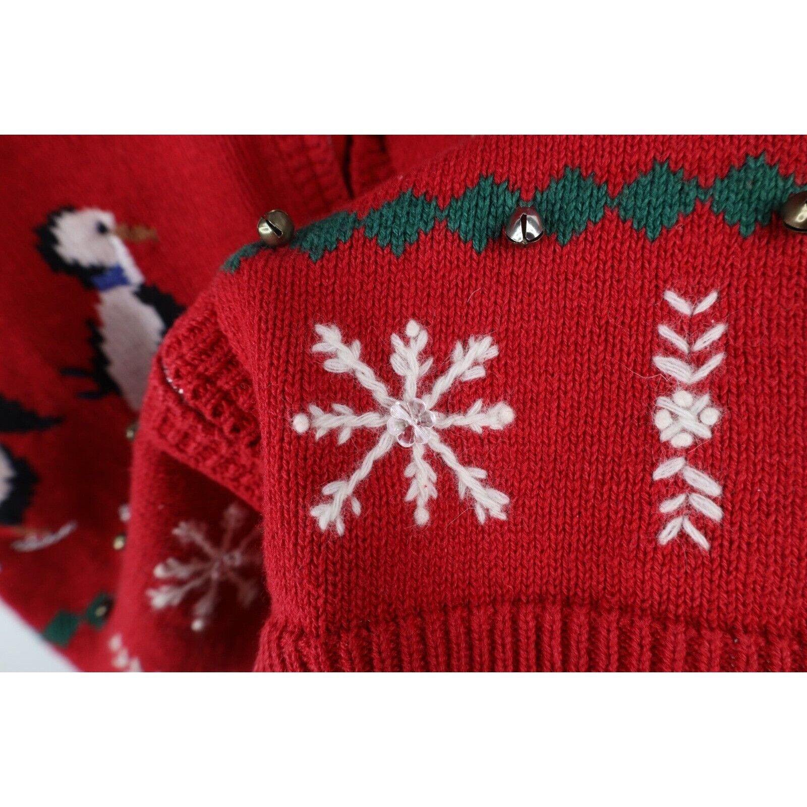 Vintage Vintage 90s Distressed Christmas Penguin Bells Sweater Vest Size XL / US 12-14 / IT 48-50 - 7 Thumbnail