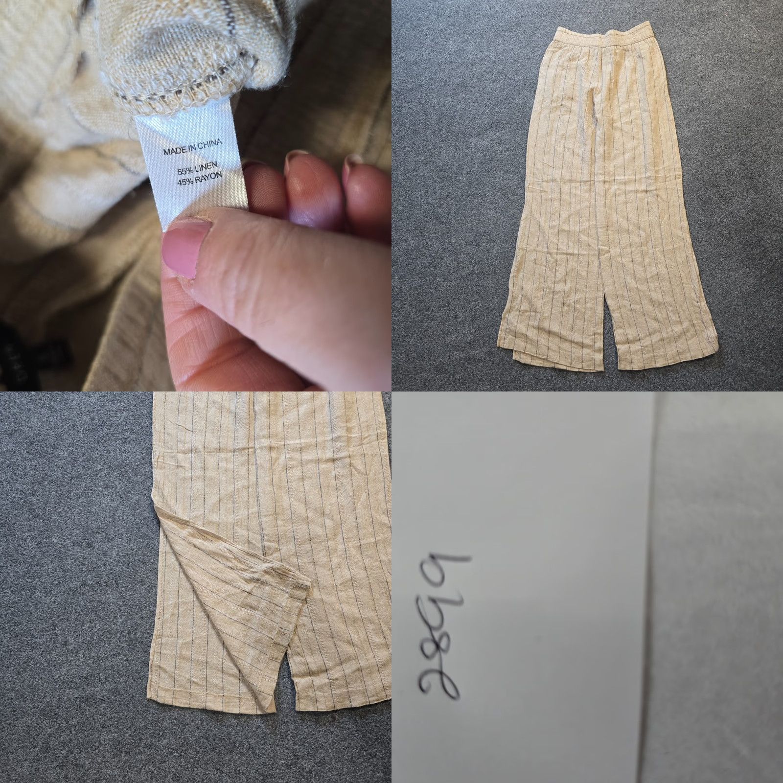 Drew Drew Pants Womens Size S Beige Striped Linen Wide-Leg Pull On Casual Beachy Size 28" / US 6 / IT 42 - 8 Thumbnail