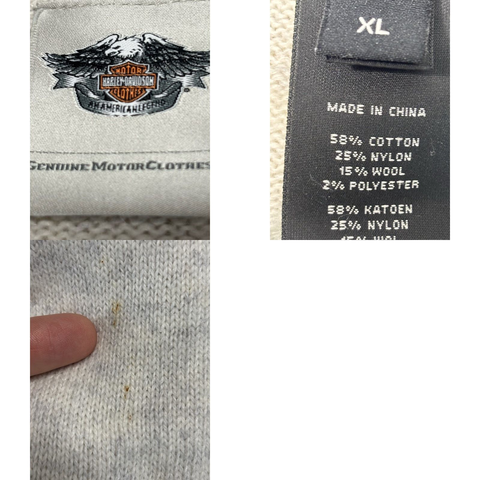 Harley Davidson VINTAGE Harley-Davidson Sweater Women's XL Gray 1/4 Zip Mock Neck Pullover Knit Sweatshirt Size XL / US 12-14 / IT 48-50 - 8 Thumbnail