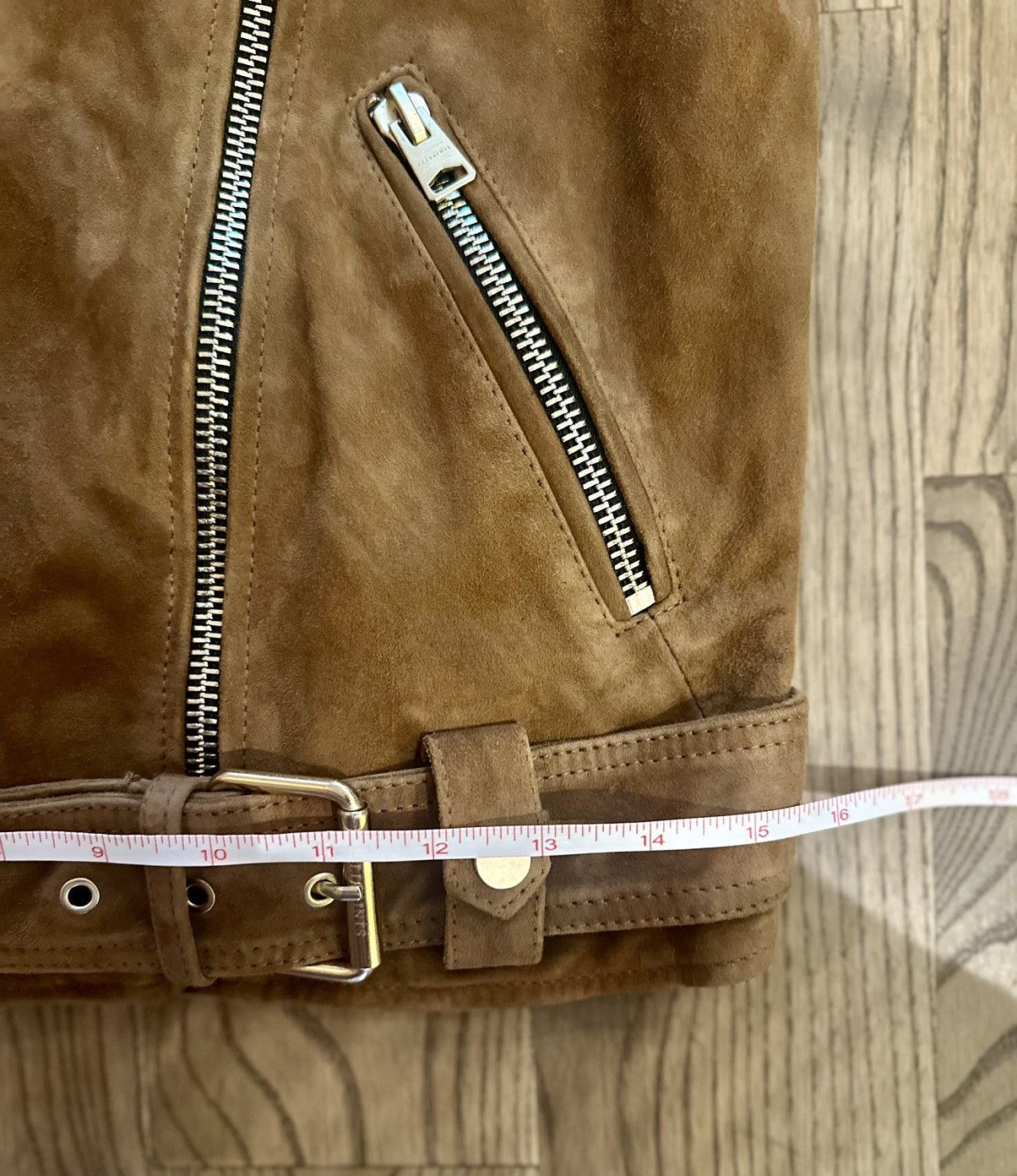 Allsaints ALL SAINTS Morgan Suede Biker Jacket in camel Size S / US 4 / IT 40 - 16 Thumbnail