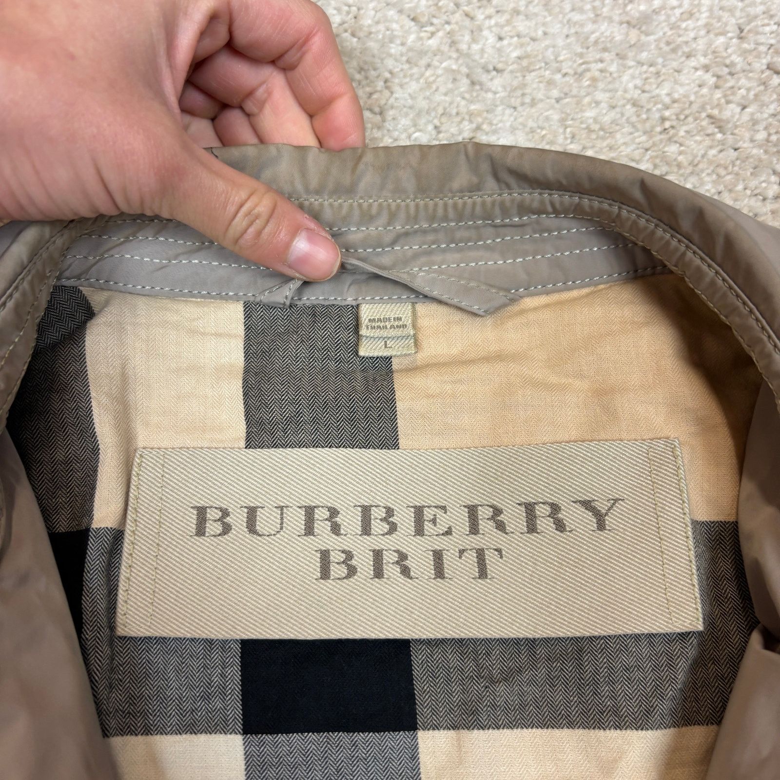 Burberry Burberry Brit Nova Check Bomber Jacket Men's Large Khaki Size US L / EU 52-54 / 3 - 5 Thumbnail
