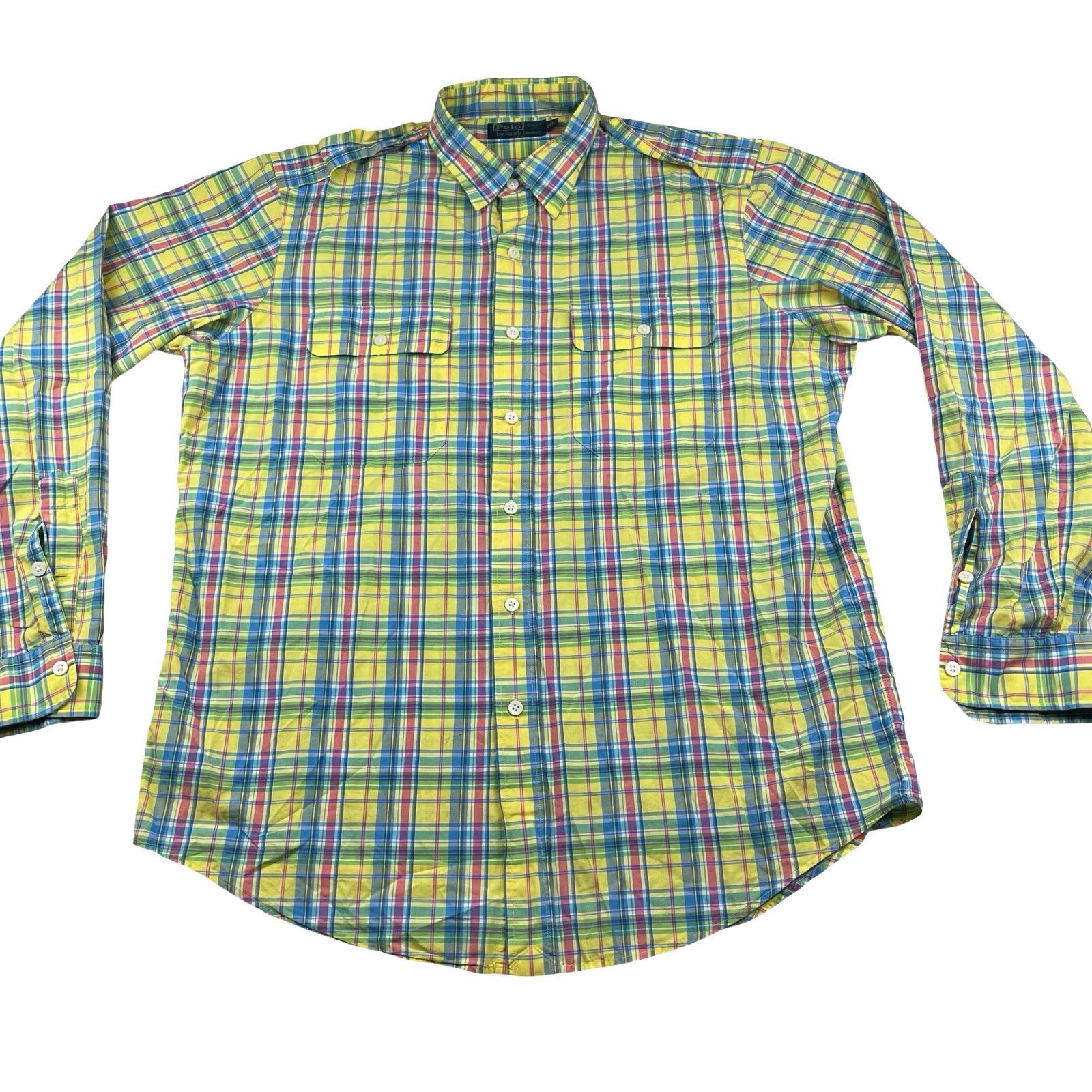 Polo Ralph Lauren VTG Polo Ralph Lauren Men's 100% Cotton Work Shirt Pastel Pl Size US L / EU 52-54 / 3 - 2 Thumbnail