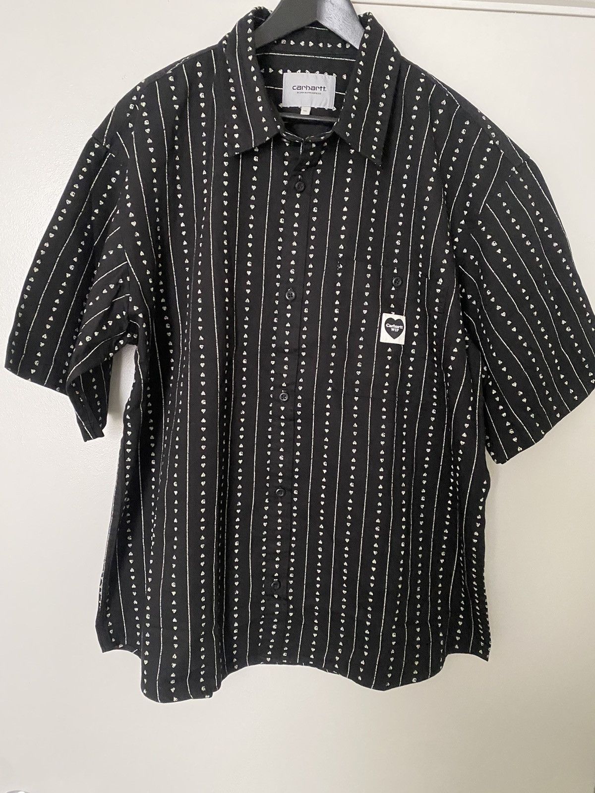 Carhartt WIP S/S Drewe Heart Pinstripe Shirt XL NWT