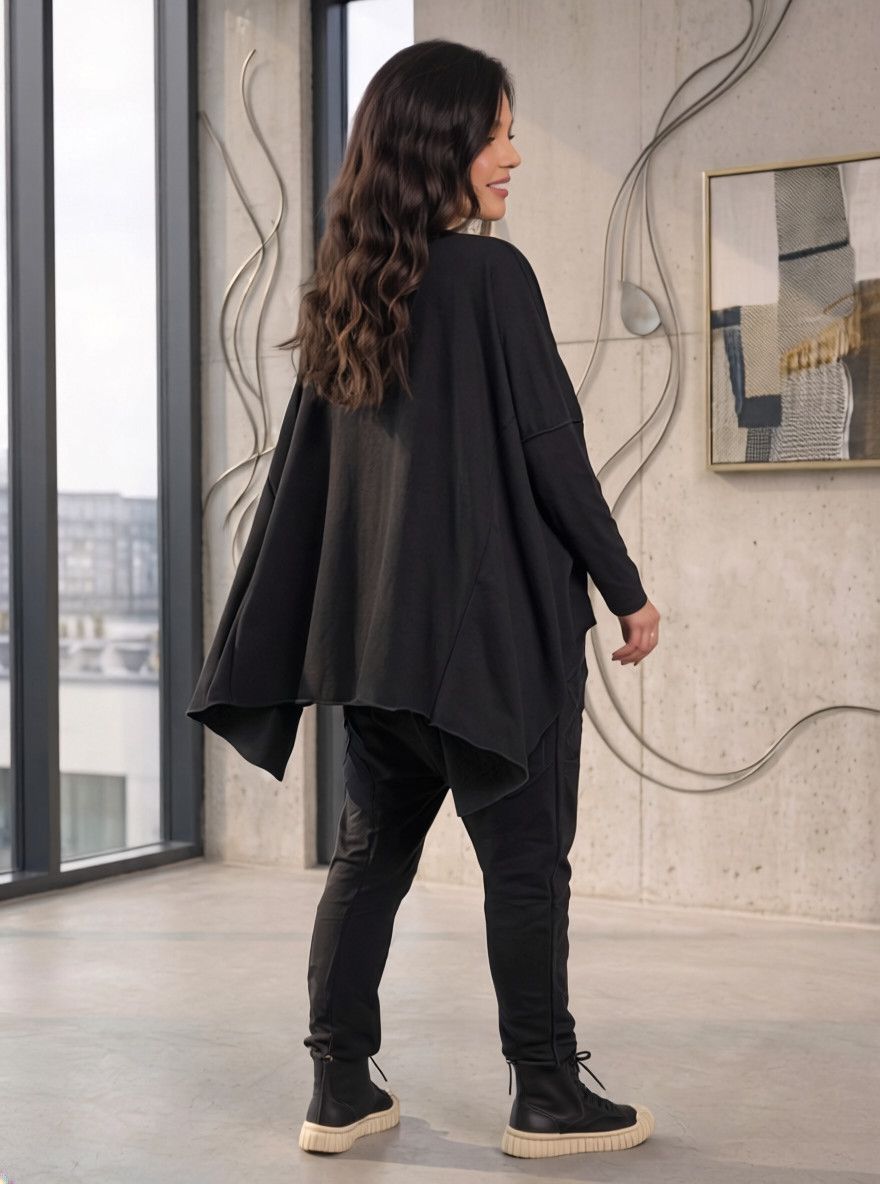 Rundholz Rundholz Lagenlook Asymmetrical Oversized Top Black One Size Size ONE SIZE - 3 Thumbnail