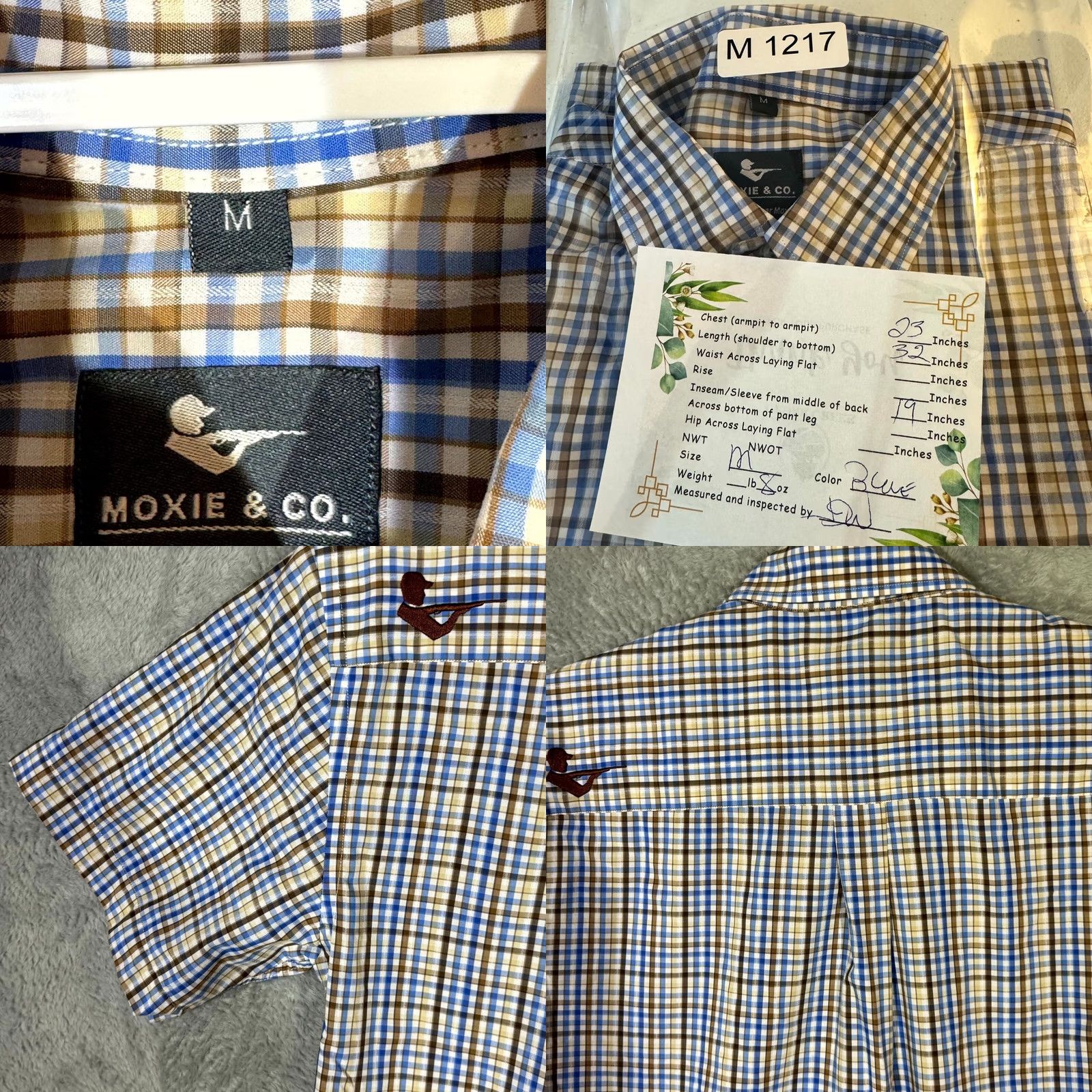 CO Moxie & Co Shirt Men Medium Blue Plaid Short Sleeve Button-Down Casual Size US M / EU 48-50 / 2 - 8 Thumbnail
