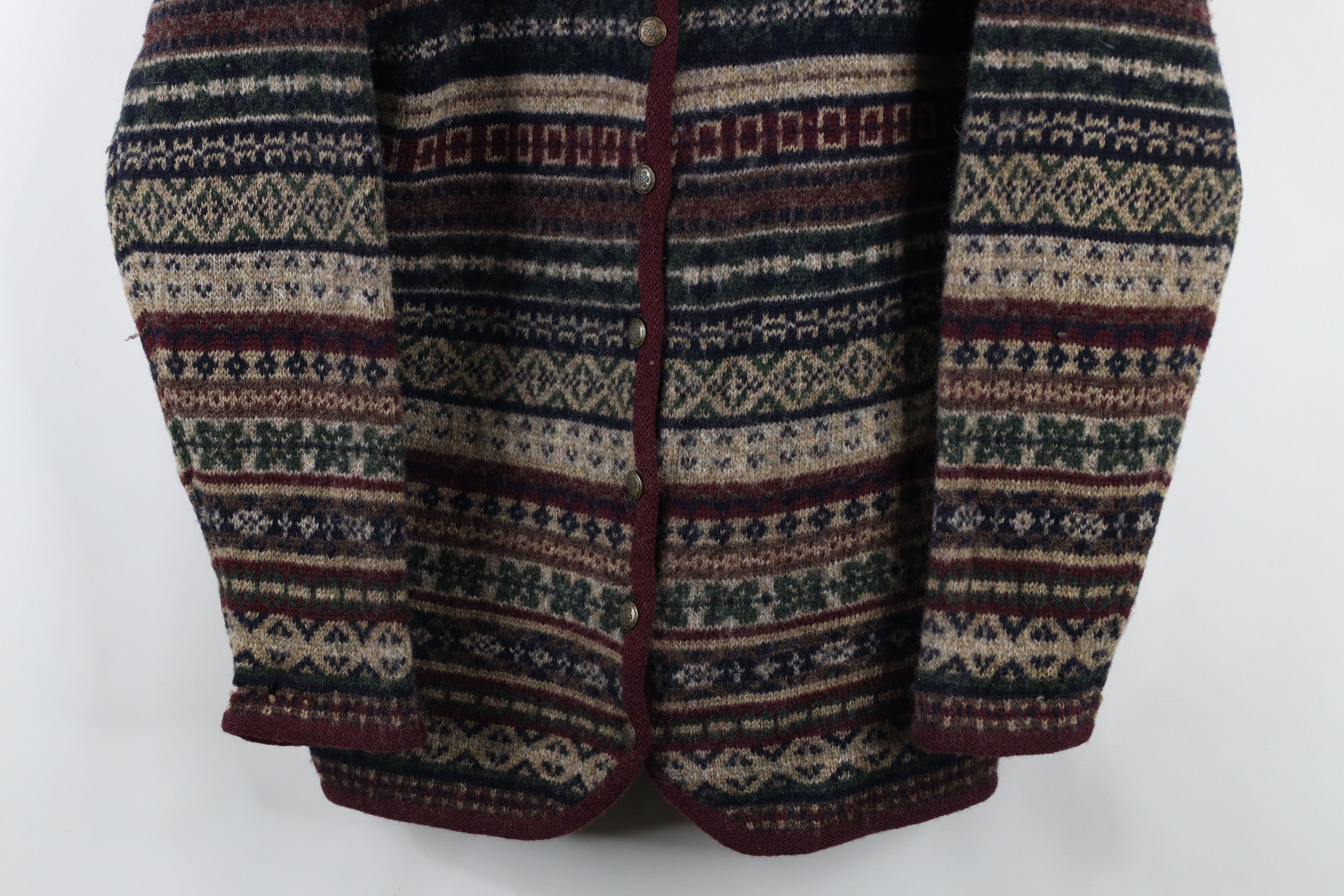 Vintage Vintage 90s Streetwear Wool Fair Isle Knit Cardigan Sweater Size L / US 10 / IT 46 - 3 Thumbnail